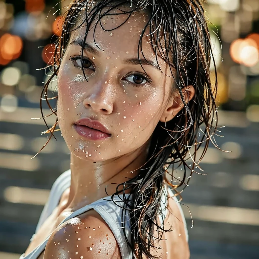 (high quality), (masterpiece), (high-resolution), original, extremely detailed 8K wallpaper, (an extremely delicate), a young girl 15 years old Malay, short brown hair bob cut, Malay with a flat chest, ((flat chest: 1.8)), Malay hot model, wearing sexy micro bikini, attractively, small and dainty body figure, photorealistic perfect body figure, really flat chest, ultra realistic picture, perfect detail body figure, Poses crawling ((crawling: 1.4)) seductive on all fours in a swamp, detailed wet body ((wet body: 1.0)), detailed soaking wet hair ((wet hair: 1.5)), nose blush, confused expression,
