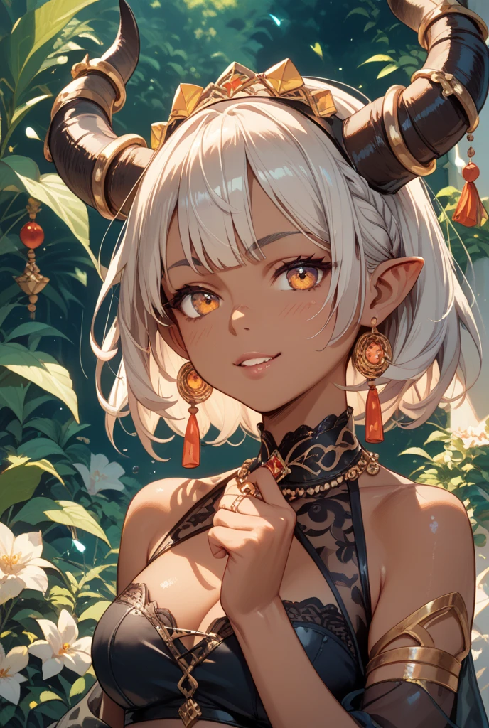 Highest quality、Alluring１People Women、Succubus、Beautiful and detailed look、Beautiful shoulders、Beautiful cleavage、Black Dress、Gold decoration、Black Hair、Delicate and beautiful、Creepy