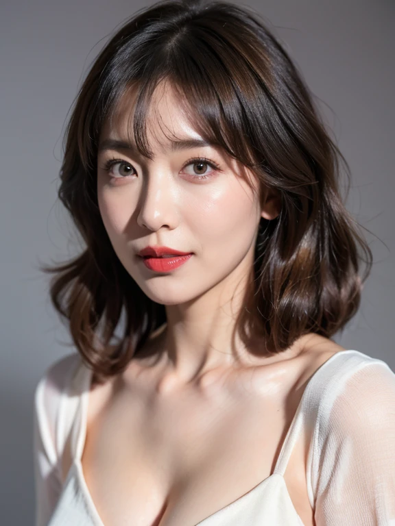 (flat-colors:0.9),(colourfull:1.1),(masterpiece:1,2), top-quality, masterpiece, hight resolution, Original, highly detailed wallpaper, Viewer's Perspective,Solo,portlate, ((A MILF))、((57 years old))、Mature Woman Body Set、Exposing breasts、Detailed tongue、Detailed mouth、Staring at this、No clothes、Wrinkles at the corners of the eyes、