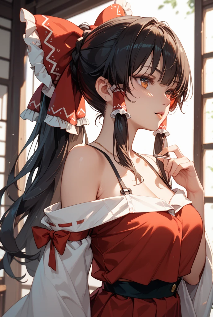 ((mature woman)), ((dark skin)), wide hips, ((milf)), sexy pose, highly detailed background, BREAK milf, ((dark skin)), cleavage, ((voluptuous body)), slender waist, thick thighs, suggestive look, shiny eyes, eye reflection, perfect eyes, pigtail, Overflowing breasts, ((Venus Body)), Mohawk hairstyle, mohawk hair, black hair, black fur, realist, a woman Shot putwearing a white blouse a short red skirt and nylon stockings, red heels, Red high heels, White shirt, short red skirt, black nylon stockings, nylon thighs, black nylon stockings, earrings, good tone, 35mm photography, Movie, bokeh, professional, 4k, Very detailed, classy, elegant, standing, back, from back, looking at viewer, full body, whole body, backwards, in a tropical style casino, tropical style casino, caribbean casino, caribbean casino, Las Vegas