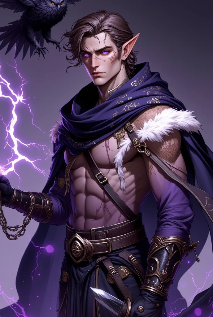 Absurdres, Masterpiece, Excellent, a tall muscular young man, solo, perfect facial features, (short hairstyle:1.5), sexy gaze, beautiful, gorgeous, wet, digital painting, (lightning wizard), slimming, elf, gray pupils, (floating ball of lightning), wizard outfit, relax, detailed background, Fantasy, Magical, Mystical, Ethereal, Unique Style, Surreal, Symbolic, magical tattoos, looking at the viewers romantically,