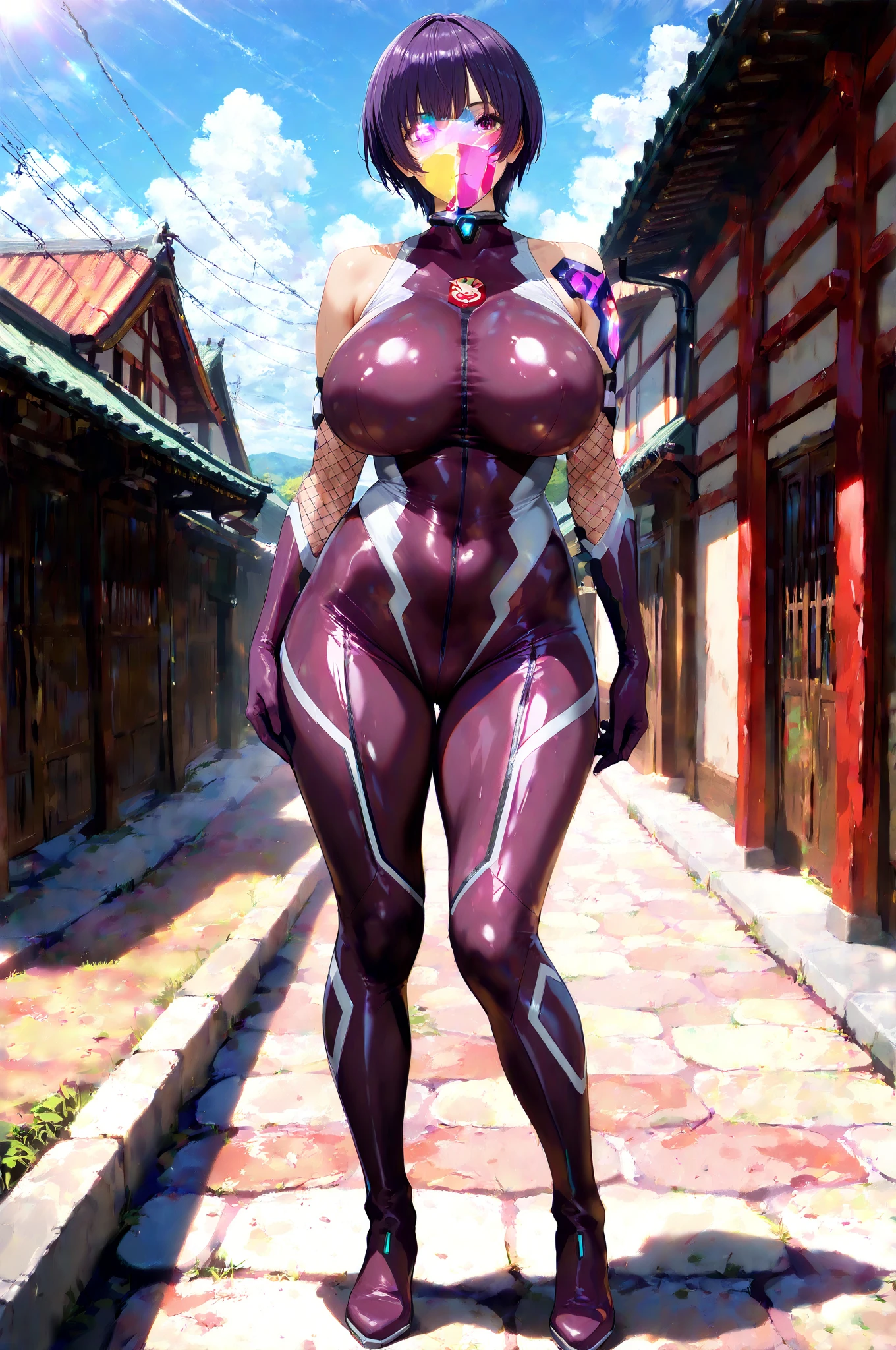 (DRAGON QUEEN), (HUGE FAKE BOOBS:1.3), (BEAUTIFUL FACE), WHITE SHORT HAIR, (PURPLE, WHITE, RED), (CYBERPUNK STREET CITY BACKGROUND), (FUTURISTIC CYBER MECHA BIKINI), (CLEAVAGE), (SKINTIGHT YOGA PANTS), (HIGH HEELS), (PERFECT BODY:1.2), (FULL BODY VIEW), (LOOKING AT VIEWER), (STANDING:1.3), MUSCULAR BODY, MUSCLE ABS, UHD, 8K, 1080P.