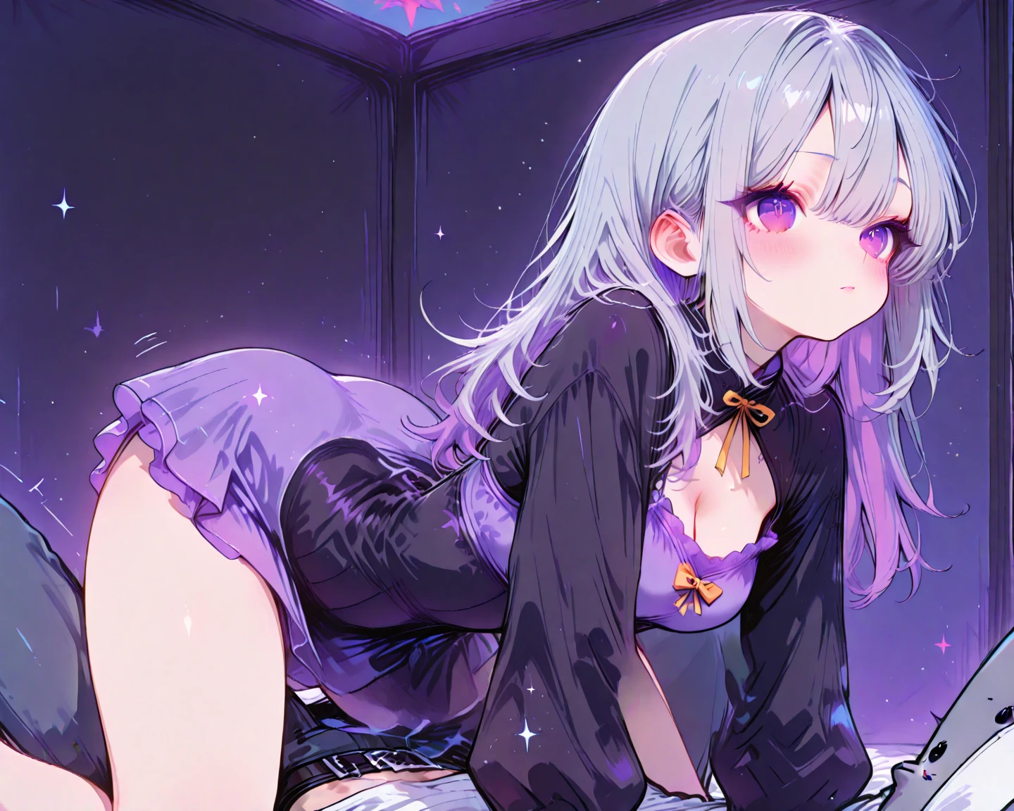 NSFW,masterpiece,Highest quality,High resolution,Very detailed,white\(no game No life\),Small breasts,(Gothic Lolita),See-through,Prostitute,Embarrassed,blush,Luxurious mansion,Bedroom,noble,Leg spread,(Middle-aged men),Get close