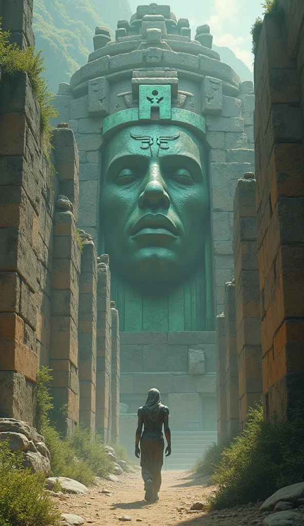 there is a large stone statue in the middle of a forest, unreal maya, amazing splashscreen artwork, ryan meinerding, ruin, imax close-up of face, ruined temple, 2020 video game screenshot, moai, inspired by Thomas Corsan Morton, by Arvid Nyholm, epic graphics