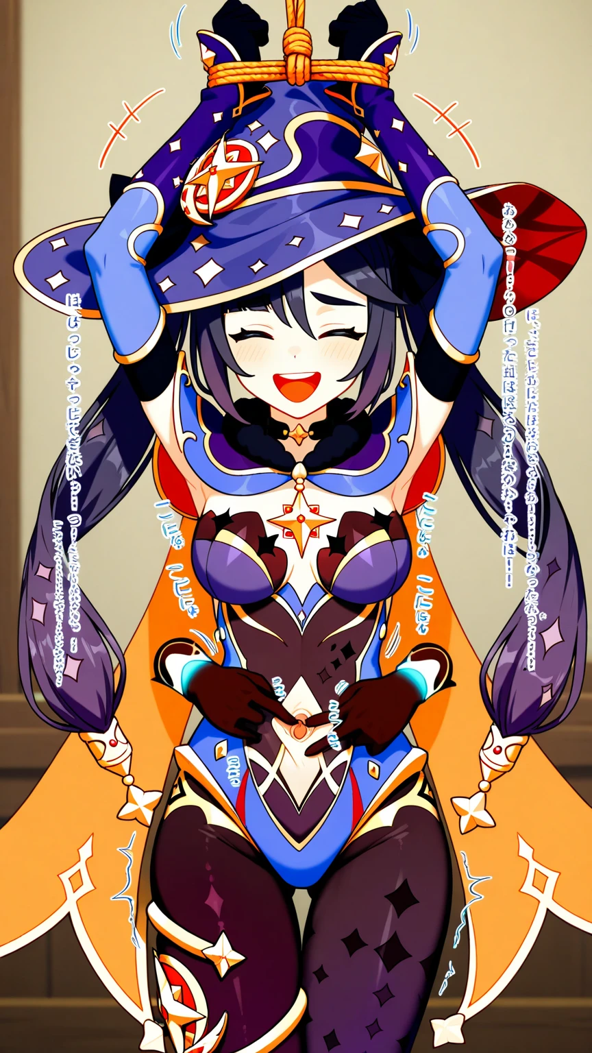 best quality,1girl,solo,wallpaper,artbook,masterpiece,best quality,ultra-detailed,finely detail,cinematic lighting,best shadow,intricate detail,high resolution,comic,<lora:genshinfullåç¥1-000006>,thinner face,pale skin,light_blush,simple background,blurry background,<lora:Pose_NicoNicoNii:1.5>,(\m/double,\m/:1.4),:d,one eye closed,(hutaodef:1.1),five fingers,open mouth,looking at viewer,smile,blush,upper_body,naked,nude,great breasts,pink nipples,<lora:3dH_大å¶breast_enormousBreasts_v10:0.4>,
