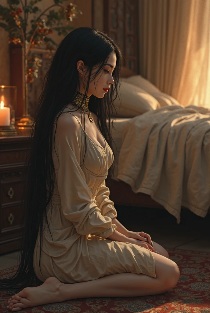 (32k:1.5, Highest quality, masterpiece, Ultra-high resolution), Professional camera work:1.6, Very detailedな肌と顔の質感:1.3, Captivating portrait:1.1, Very accurate, Very detailed, 1 adult female, ((Amazing night view from the rooftop:1.4, The moonlight at night illuminates my body)), (Satin Nightgown:0.7), Incredibly slim body, Fair skin, elegant, Expressions of sadness, (Big eyes that exude beautiful eroticism:0.8, A dreamy look:1.0, I love you with all my heart:0.8, Open your mouth a little, lipstick, Feel the beautiful eroticism:0.9), (Wet dark brown medium length hair), Sensual sitting position, Candles, The chest is medium, Earrings, necklace, bracelet, (romantic, mysterious), Object of admiration, dramatic, Artistic, Innovative, attractive, sense of openness, sense of cleanliness, Special, Heartful, Fancy, exciting, Extreme, Tilt, ((Adult charm, Feminine charm, Hair blowing in the wind))