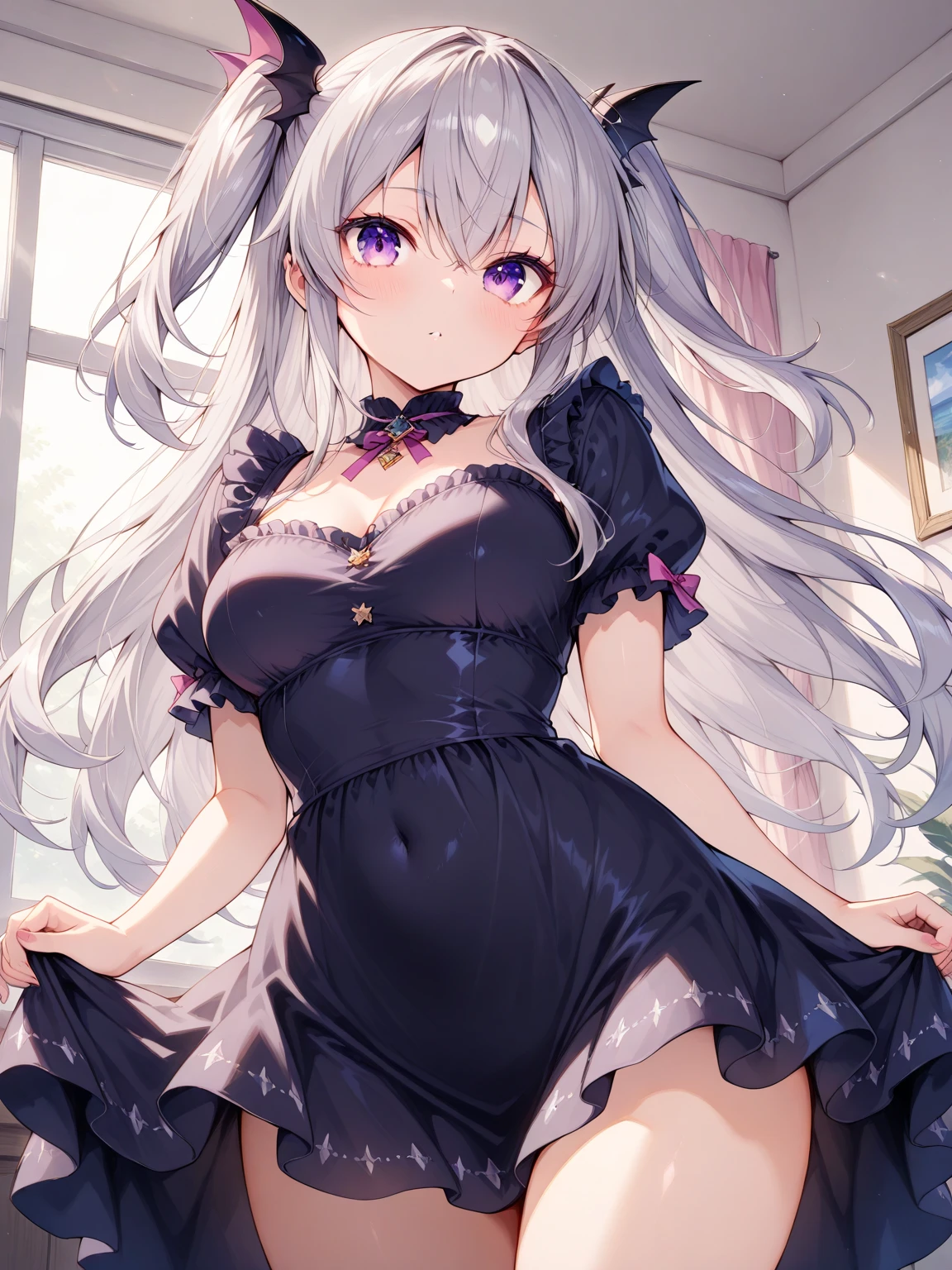 Himari Meimei, masterpiece, Voluptuous thighs, 8-year-old, gigantic breasts, {1 Girl}, Cute shy smile, Highly detailed glowing purple eyes, {{{Completely naked}}}, Browsing Caution, nsfw, Spread your legs wide, Showing off pussy, Cum in pussy, Pussy juice, Detailed childish pink vagina, No clothes, Fine pink nipples, In a luxury resort hotel bed, Fuck a boy, no panties, 困り眉, open legs, focusing vagina