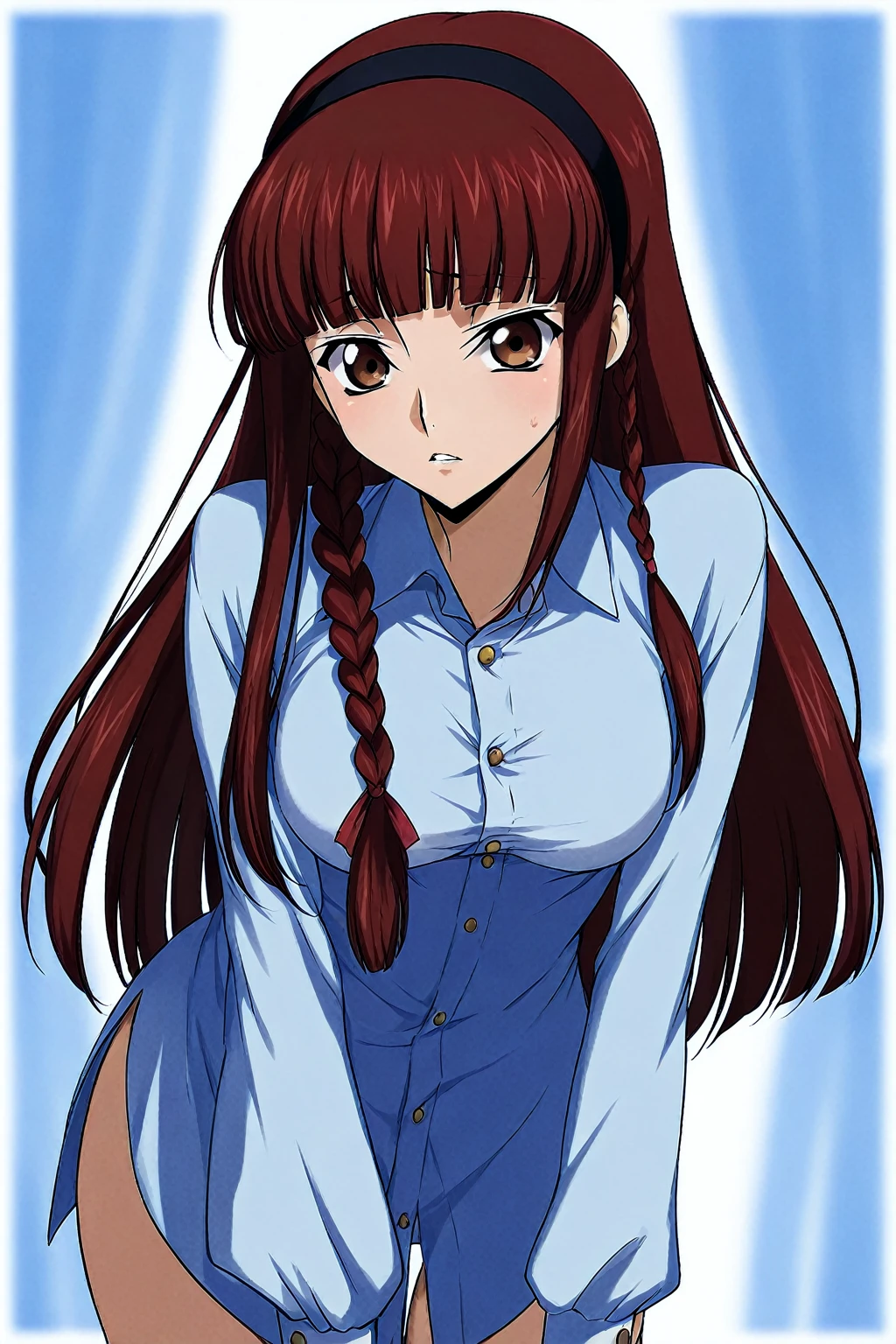 spread legs, 最high quality, detailed face, delicate eyes, High resolution, 1 girl, small , ((just black bra, blue skirt without shirt)), (visible black bra), brown hair, brown eyes, sitting, blush, barefoot, female primary school student, at school, masterpiece, detailed, high quality, crying face, , panty shot, high resolution, Precision, High resolution,iyona kawai,cum,buukake