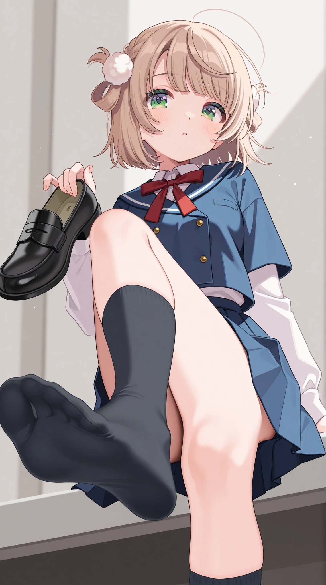 Himiko Toga masturbating on the subway (whole body) Naked and wearing only a black skirt, Black fishnet stockings with legs fully open