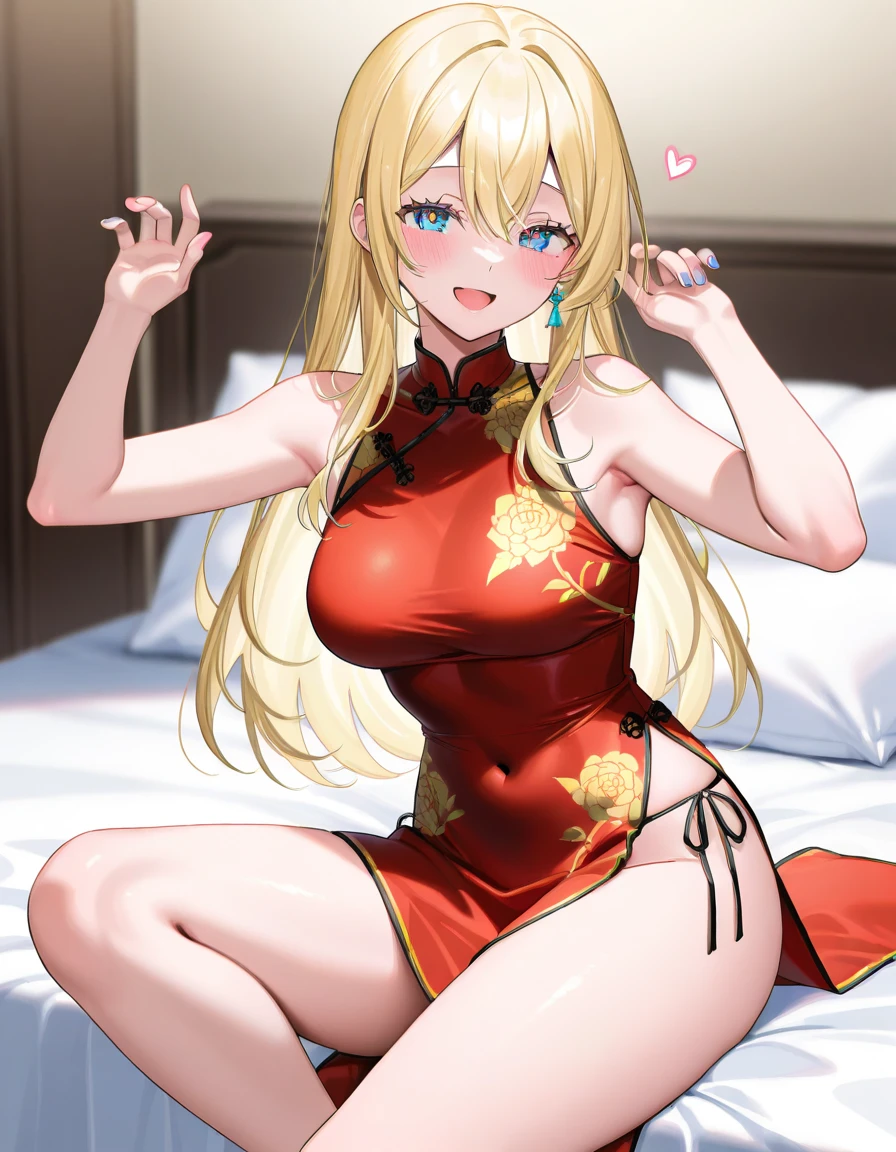 (masutepiece:1.4, Best Quality:1.2), (real picture, Intricate details), 1lady, Solo, NSFW,
appearance: (Chiquita:1.25), (slender:1.2), Green eyes, slender, Small breasts, flat chest, pupils heart, large pelvic, Sharp eyes, ((cum in mouth)) ,too much cum, ((Yor)), ((cum on tongue)), cum on hands, (cum on facial),
Clothing: Red cheongsam:1.2,
Accessories: golden ring, Simple hoop earrings, shell necklace,
hair: Long blonde pubic area, hair messy, Hair Bow, Hair Ornament,
makeup: masacra, natural, Glowing skin,
location: Indoors, green bed
Behavior: Kneeling, After , Ahegao, Smile, Open mouth, tongue, Cupping hands, own hands together