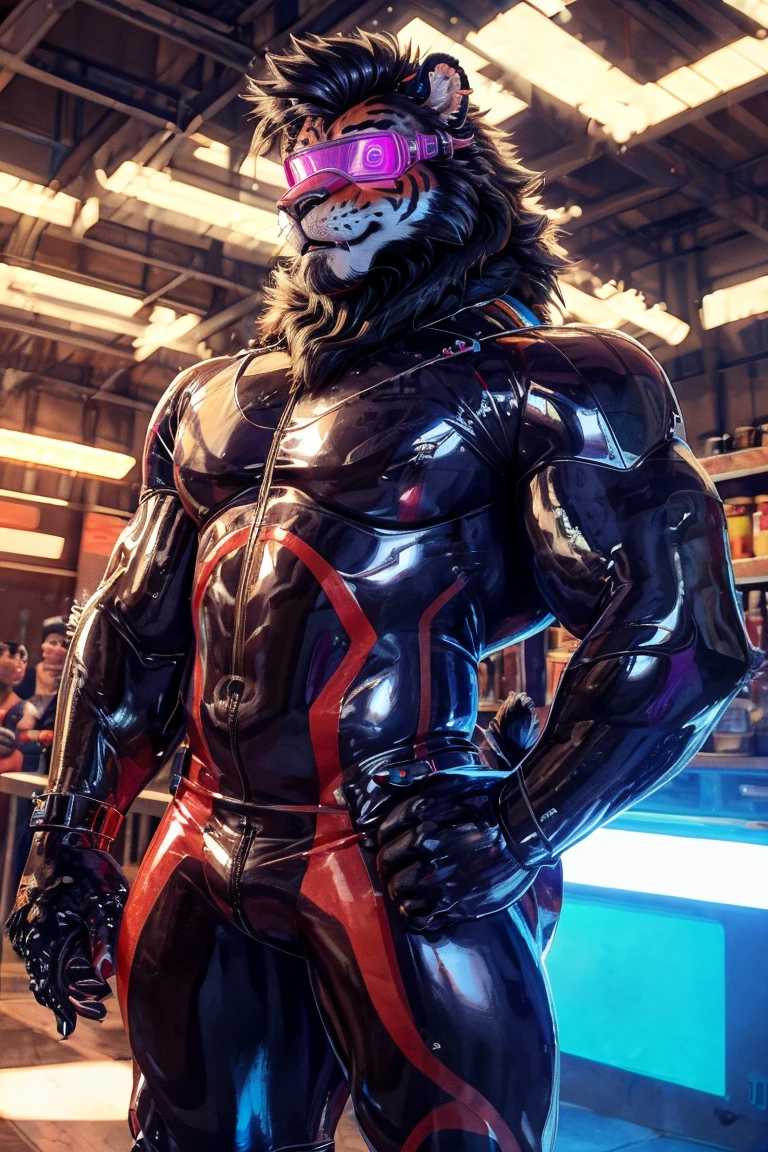 UM CYBORG METADE HOMEM, METADE MACACO LIGADOS POR UMALIGA DE TITANIO

