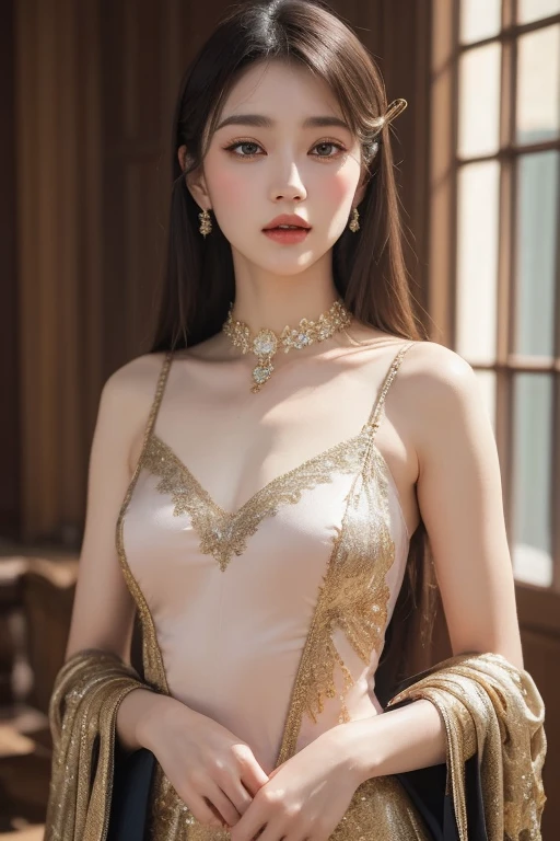 （8K分辨率，fully body photo，Leg photos，Wallpapers），（A pair of twin females，20yr old，（Facial features of Thai Min：1.8，Thin skeletal cheeks，s delicate face），Lovely face，com rosto detalhado，详细的脸，（Delicate Japanese makeup），Black colored eyes，（Look into the distance），Long dark red hair，（Messy has layers），Redlip，Fair smooth skin，（Best Skin Type：1.21），mediuml breasts，（Couture dress，（deep v big breasts，A princess，Luxury），A small number of gemstone hairpins，Luxury necklaces and bracelets），Tall and tall，The action of conversation，perfect hand，Ultra-fine clothing material），（High luxury hall，Drawing room，Flower wall，Exquisite environmental details），（exhilarated，confident smile，Rejoice），（profesional lighting，动态照明），（（Colors are conflicting，noble，elegance，mistic（golden colored，red colour，in pink，white colors，black in color））），（Golden section，Cinema lenses，Dynamic shots，Hasselblad photograp，tmasterpiece：1.3），（Celebrity，lady，valentine，Courtesan，idoly，mistic，dream magical，Little woman，trendsetting，Artis，Art platform）