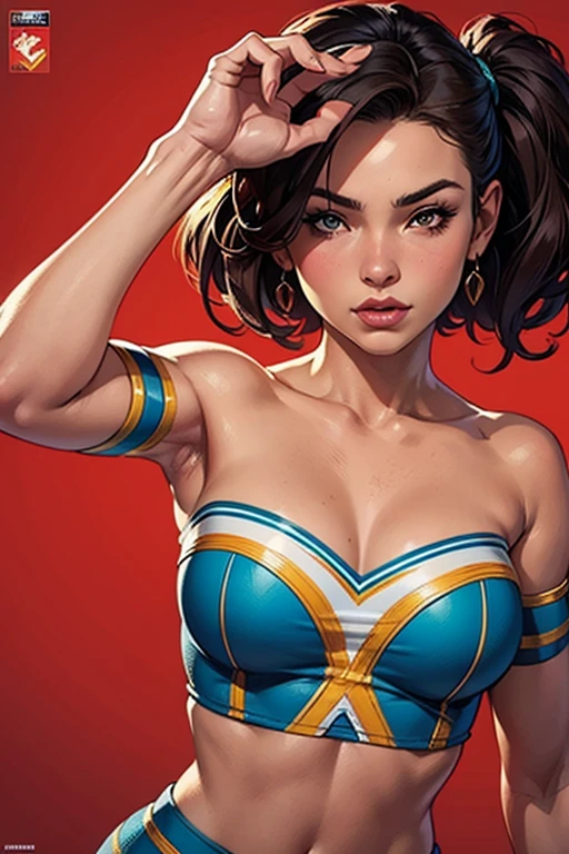 (best quality, 8k, masterpiece, ultra-detailed),super hero Woman 32 years-old,black short hair,beautiful detailed face, big eyelashes,little smile,small breasts,minimum waist,golden armlets,gold belt,futuristic spaceship scenario, dynamic pose, dynamic angle