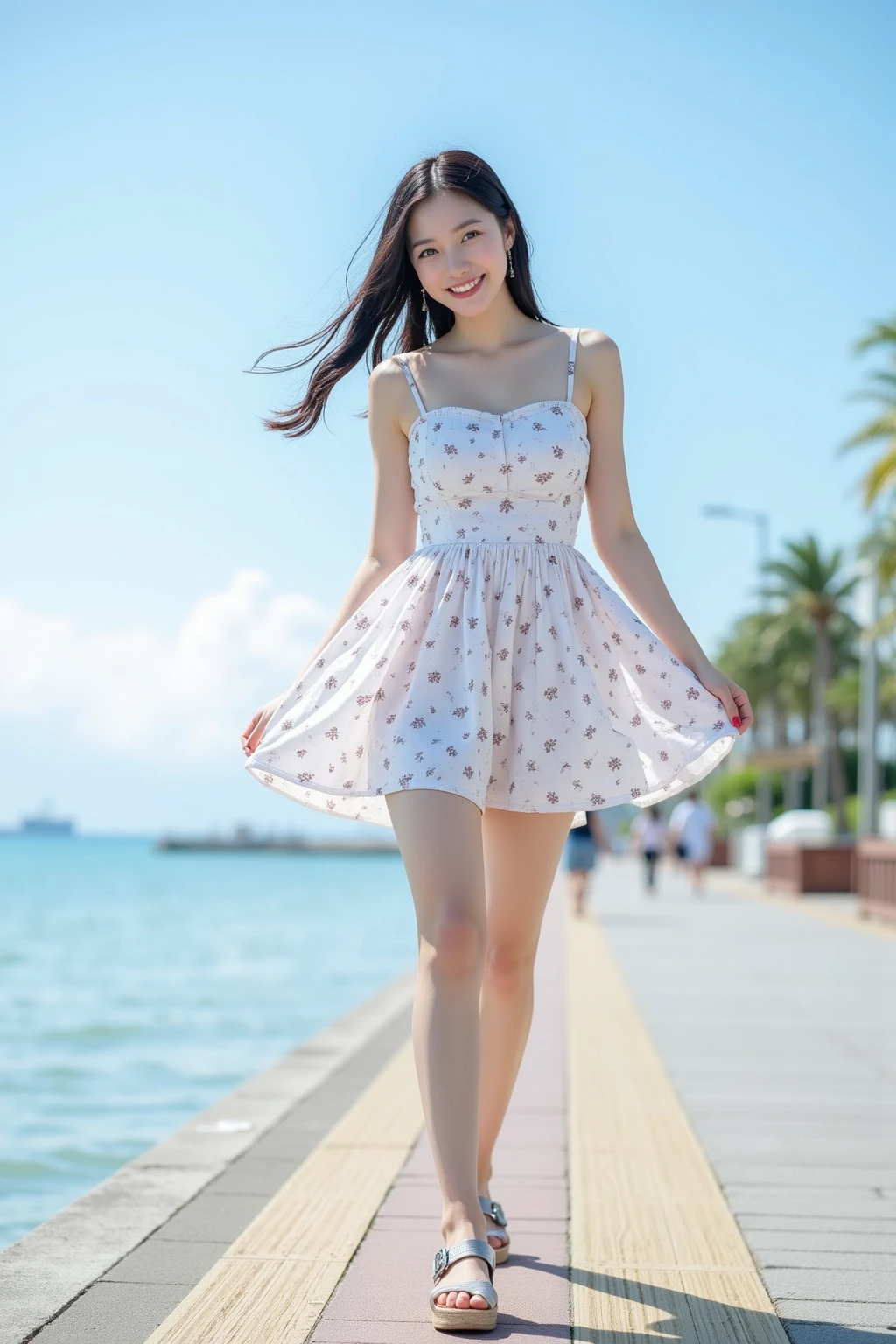 ((Highest quality, 8k, masterpiece:1.3、real:1.3))、Beautiful woman、snapshot、full body、sunglasses、City、Mini dress