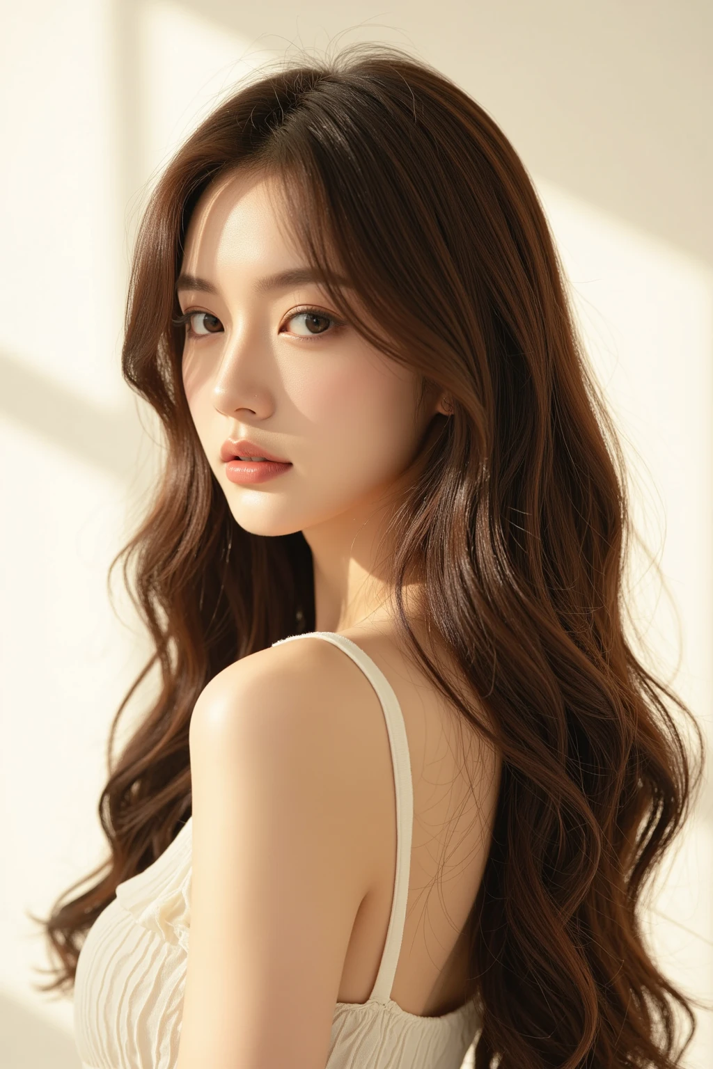 (Upper Body Shot:1.1) ((highest quality)), ((masterpiece)), (Familiar), (Get used to it) (Very long hair down to the ankles highest quality Highest detail Reaches up to the knee、Very long hair that lasts forever:1.3 Flowing hair Her hair is very straight Very shiny and thick hair Abnormally long hair that lasts forever Flowing Hair on both ends long hair up to the knees:1.2 long hair up to the knees:1.2 Thick and shiny hair Very free hair Abnormally long hair!!!!! Beautiful silky hair Beautiful and shiny hair Beautiful and shiny hair Beautiful silky hair Very long hair down to the ankles Very very, Very long hair!!!!! Very very, Very long hair!!!!!) (Her hair is voluminous and permed!!!) (highest quality The best ultra-fine Very long hair down to the ankles、Very long hair that lasts forever Flowing hair Very shiny and thick hair Abnormally long hair that lasts forever Flowing Hair on both ends Very long hair down to the ankles Very long hair down to the ankles Thick and shiny hair Very free hair Abnormally long hair!!!!! Beautiful silky hair Very long hair down to the ankles Beautiful and shiny hair Beautiful and shiny hair Beautiful silky hair Very long hair down to the ankles Very veryVery long hair!!!!! Very veryVery long hair!!!!!) ((Her bangs are parted in the center!!)) (She is the most beautiful 28-year-old hair model in Japan...) (Her hair color is light brown!!!) ((Big Breasts:1.4)) Perfect Woman'face (She has a typical Japanese build and skin color..., Her skin is very high quality and ultra high definition.、very beautiful and glowing skin) (Her face is long, Eyes and nose)(She achieved her sexy look with the help of a professional makeup artist.。... Lipstick is red The eyeliner is a beautiful black) (Surreal photos by professional photographers :1.2) (She has a typical Japanese build and skin color Her skin is very delicate and sensitive..、and、Such beautiful and radiant skin) (Her face is long, Small eyes and nose.、Narrow-mouthed and the most beautiful) ((Rich 1.4)) (Extremely detailed 8K) (Ultra-fine skin texture 1.4) (Actual, Vibrant:1.4), Sharp focus:1.2、Beautiful woman:1.4 Dynamic Lighting (Genuine RAW photos taken by professional photographers) very beautiful and glowing skin) (Her face is long, Eyes and nose) (She is wearing a beautiful blue silk dress:1.5) (She does random sexy poses in front of a white wall:1.5) (She looks at the viewer with a shy expression and facial expression)