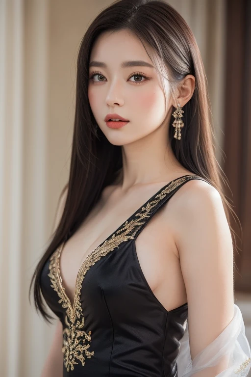 a gorgeous businesswoman with navel show, elegant formal dress, beautiful detailed eyes, beautiful detailed lips, extremely detailed face, long eyelashes, cinematic lighting, dramatic pose, studio lighting, 8k, highly detailed, photorealistic, hyper realistic, intricate details, masterpiece, award winning, stunning, mesmerizing