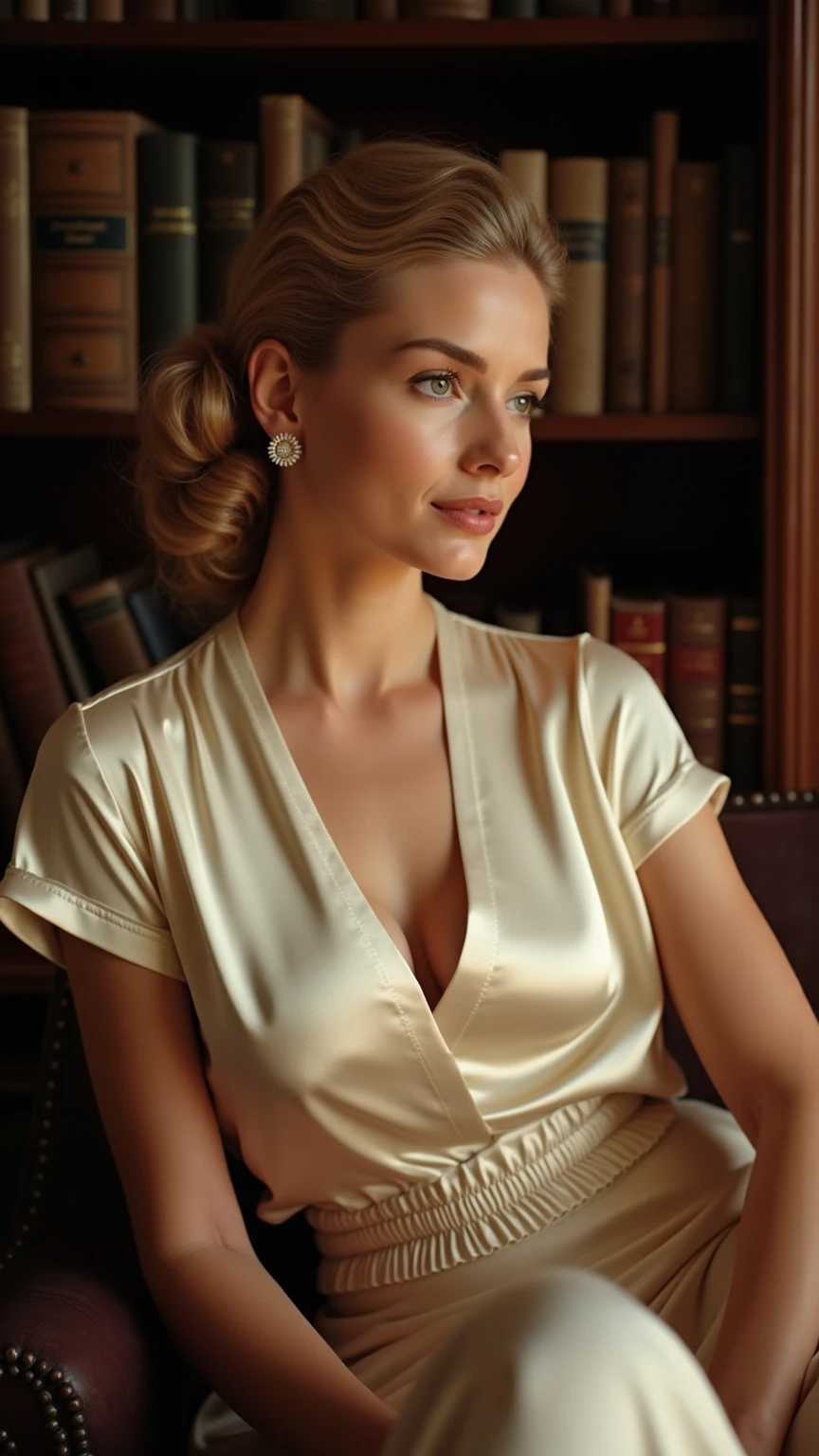 Elizabeth Debicki dressed in elegant clothes with a sexy smile
