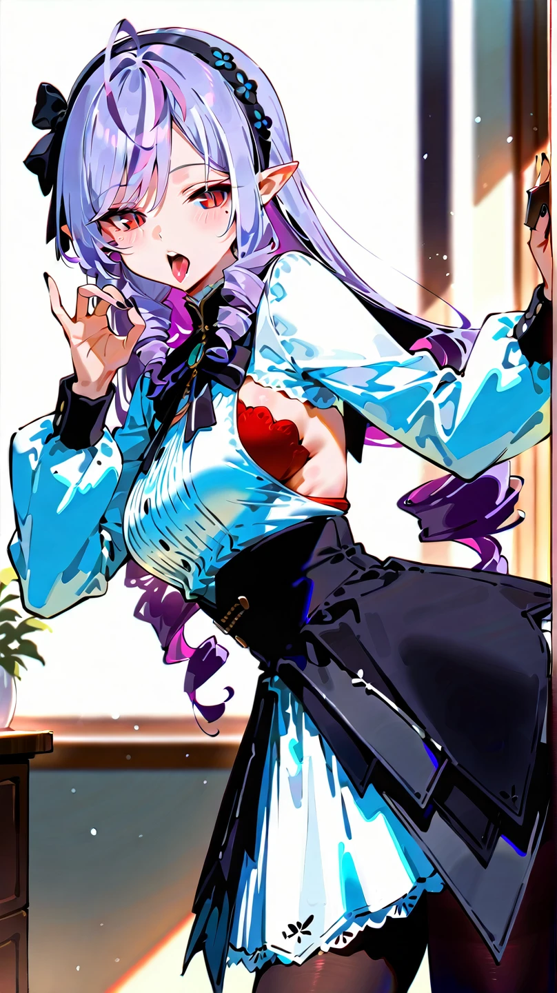 Browsing Caution,Klein Lake,(Purple eyes:1.1),hair ornaments,Long Hair,ponytail,ウェーブhair ornaments,Pink Hair,one piece,Long dress,Long sleeve,White sleeves,Frilled frilly skirt,Ruffle sleeves,detached sleeves,shoulder,masterpiece,Highest quality,High resolution,shy,blush,Rest your mind,Weaknesses,(Wet:1.5),is open,Sex slave,sexual therapy,rape,rape,Cuckold,Improper behavior,My body is shaking,Disgust,joy,I feel it,Heart symbol