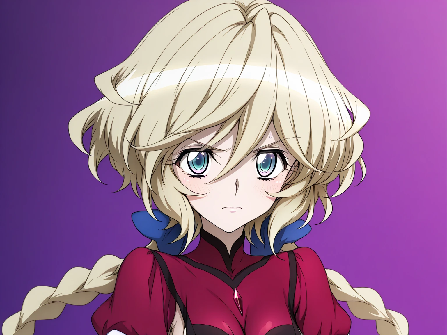 (masterpiece) (((((Highest quality))))((high resolution))))), Very detailed, Ultra-realistic, 、、、((((The background is a city))))、、(Big Breasts)、、Around town、building、tourist、、Embarrassed.、Blonde、Red Eye、Long Hair、solo