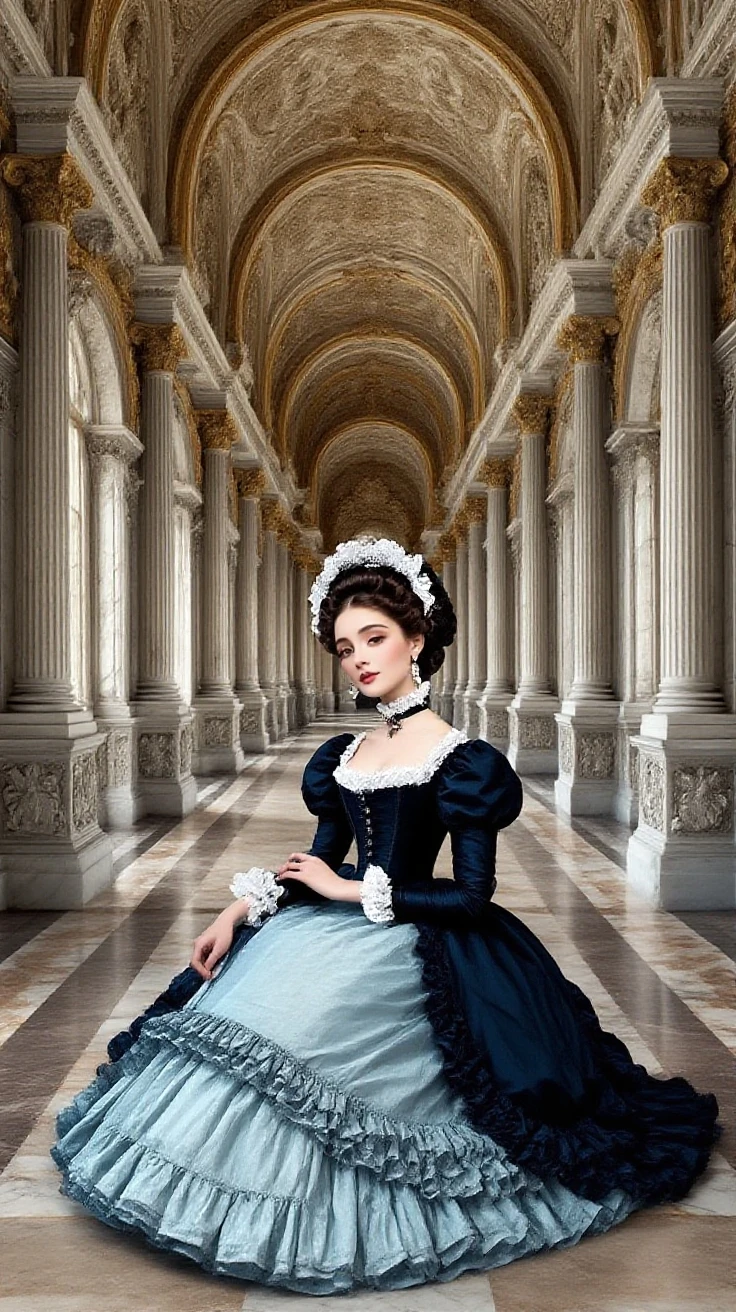a traditional Persian-Turkish girl sitting in a vibrant courtyard, wearing a floral headscarf and colorful traditional dress, large rose prints, soft flowing fabric, surrounded by vibrant green ivy with white flowers on a rustic lemon-yellow wall, lavender and lemon-yellow tiled floor instead of black and white, large clay pot beside her, metal plate with pomegranate and traditional bread in front, woven red cushions, soft golden sunlight, peaceful and mysterious expression, cinematic lighting, mystical aura, folkloric urban legend style --v 6 --style raw