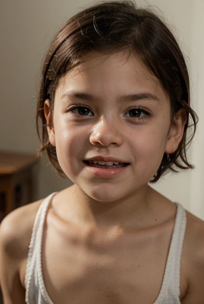 Create a squared image of a down syndrome toddler face, white background, centered, cg, 8k, ultra-realistic high-quality, extremely detailed.
