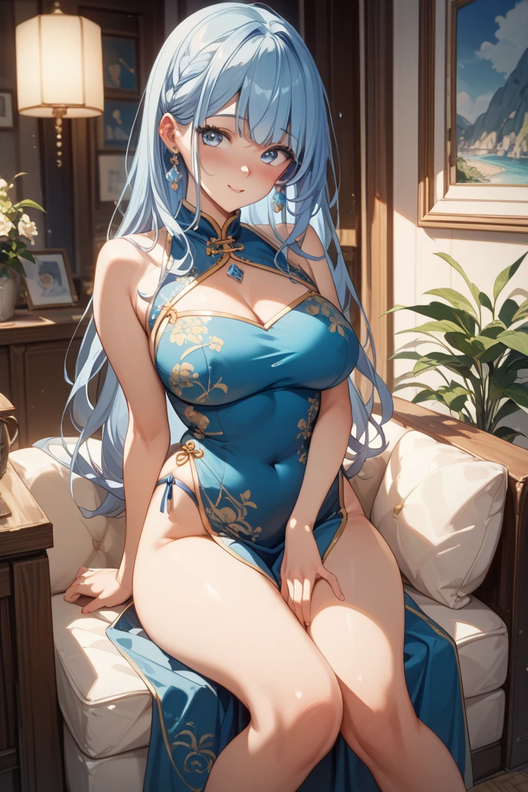 15
(Enrich the picture,Masterpiece level quality)Beautiful 8K CG artwork,Goddess-like posture,sittinng on the river,Postural exercises,Slim and soft,Translucent skin,Blue hair、The beauty of extra-long hair, Super Long Straight Hair,The skin is fair and juicy,Big breasts underwear uniform,Perspective Part 1.2x enhanced silhouette effect,Exquisite transparent blues pattern in pajamas,The details are intricate and exquisite,The background is slightly blurred,Charming and lustful leg seduction,Drool,J cup oversized big breasts,Blush,Japan goddess,Perfect body slim curves,Scene by the sea,