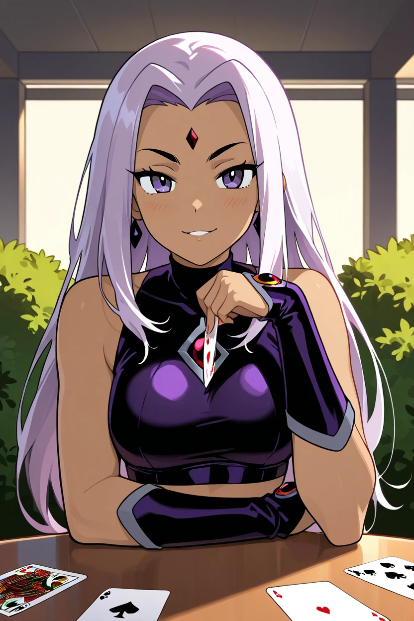 azenda, anime art style, 1girl, solo, long_hair, breasts, looking_at_viewer, smile, large_breasts, navel, brown_eyes, jewelry, yellow_eyes, ponytail, white_hair, earrings, midriff, underboob, drill_hair