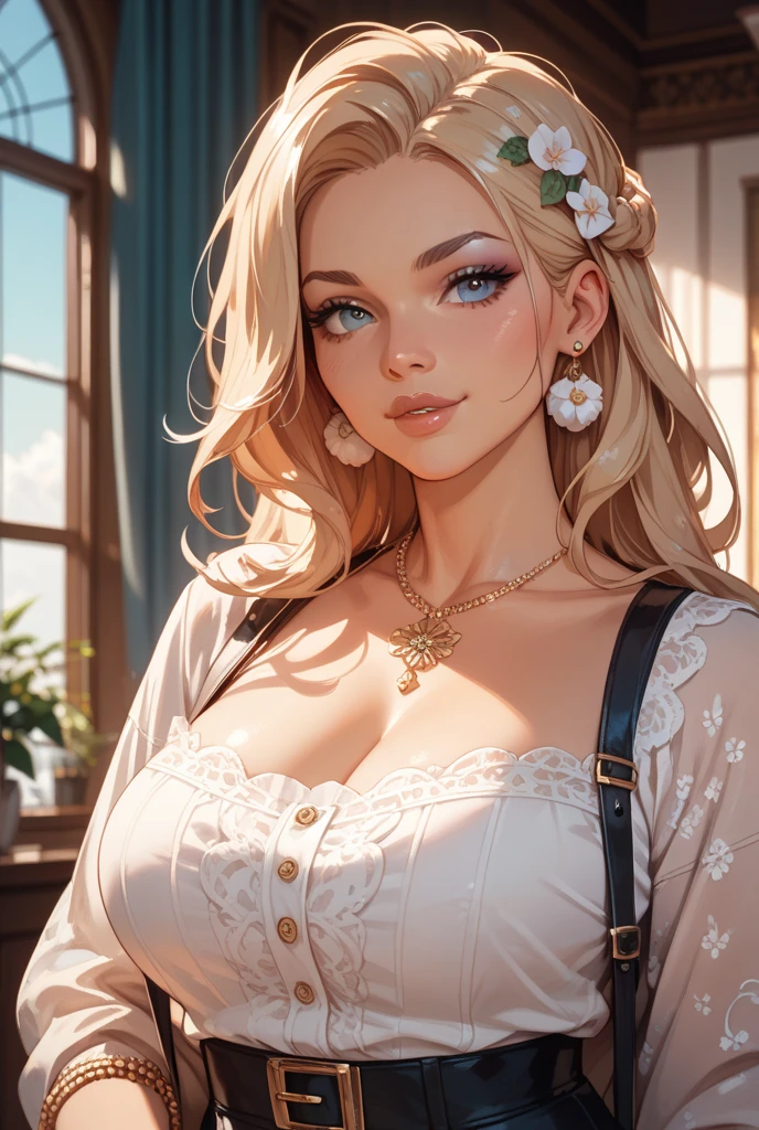 A blond longhaired femboy with growing breast 