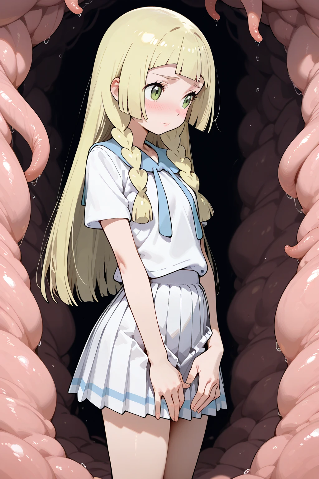 Anime. 1 Girl. Cutie. Amputee. Slave. Disabled person. Quadruple amputation. Blonde. Long hair. Wavy hair. Green eyes. Beautiful eyes. Perfect eyes. Expressive eyes. Ideal face. Beautiful nose. 16 years. Small breasts. Flat chest. Urinary incontinence. Wants to pee. I need to pee. A strong, desperate urge to pee. She peed herself. She peed in her panties. Urine leaks from the perineum onto the floor. Urine runs down my thighs. Ideal anatomical body. Body with amputated limbs. Armless. Legless. Dirty tunic. Torn tunic. Slave collar. Dirty panties. Torn panties. Sitting. Full height. Wheelchair. Fantasy city. Street. Slave market. Beautiful character design. Shiny skin. Whole body. NSFW. Official art. Extremely detailed CG Unity 8k wallpaper. Ideal lighting. Ultra high resolution 4K. Super detailed 8K resolution. A high resolution.