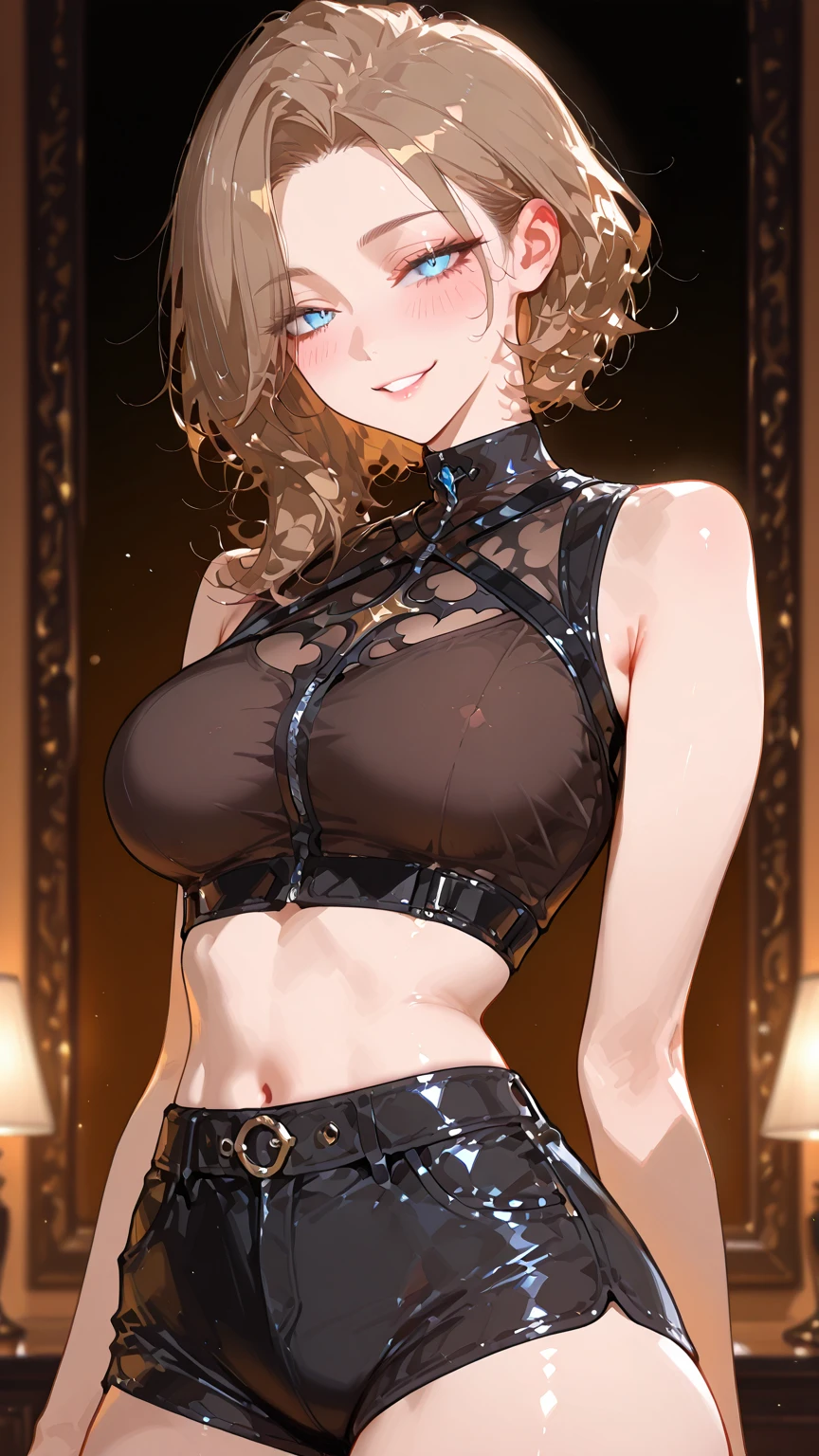 (16K max resolution masterpiece:1.2),(((Intricate detail:1.4))), (((extremely crazy detail:1.4))),(((top quality:1.3))), (( (Soft colors of highly detailed digital art.:1.3))). | NSFW,ultra detailed,Realistic,office,table,corporate,paperwork,container,pen,tape,exquisite details,exciting surprises,evil eyebrows,frothing anger,(furious sideways woman in a long black high-waisted leather skirt with a big, intimidatingly detailed belt, and a top Exposed, Attitude, evil atmosphere, intimidating moment, blackened face, extravagant, studio lighting, sharp focus, physically based rendering, Professional, vivid colors, bokeh.
