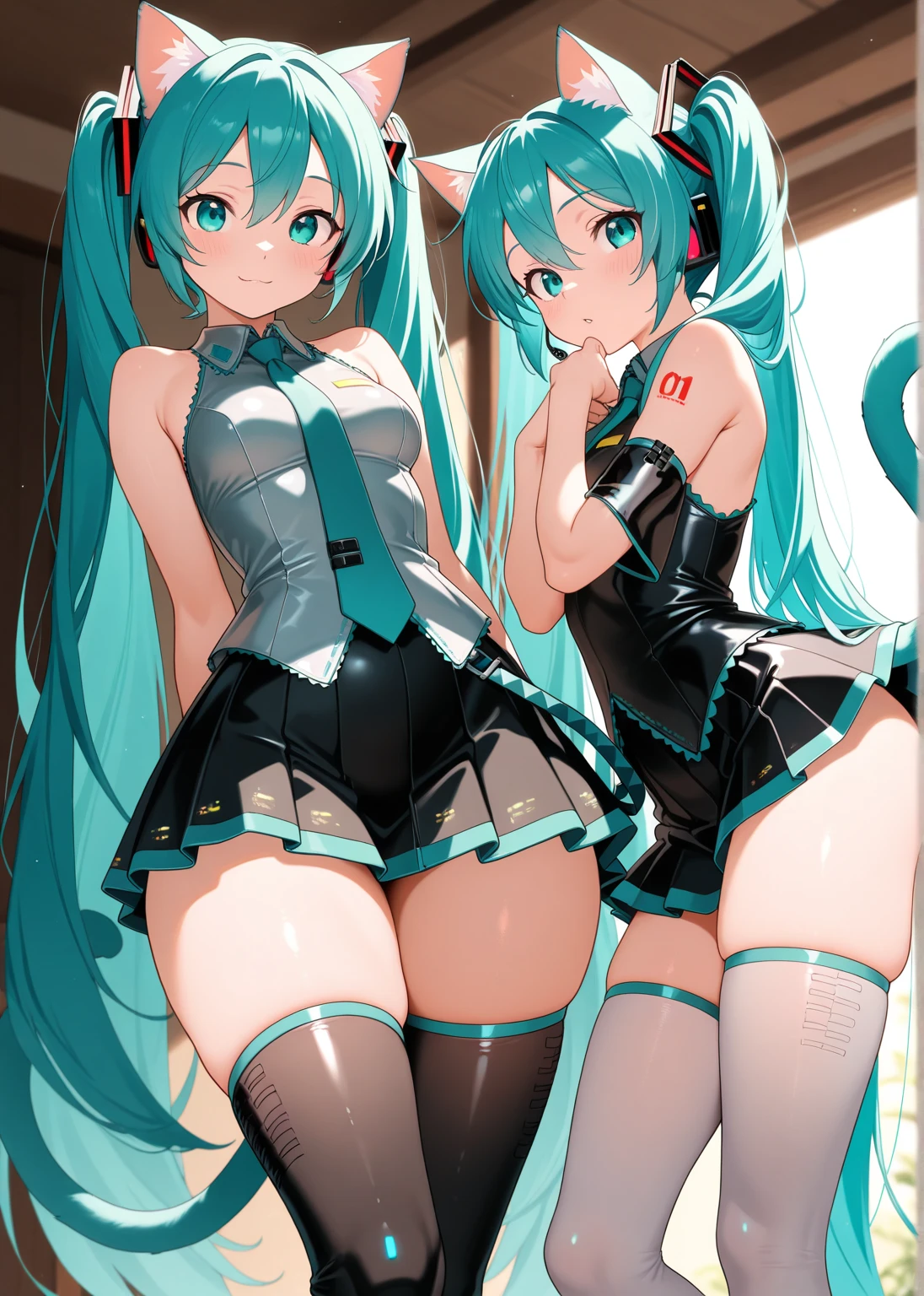 (1 Girl),(high quality), (High resolution), (Very detailed), (8k),(Demolition paperback correct)、Urusei Yatsura、Ram-chan、((Sexy Lingerie))、Wearing a blazer、((Focus on the whole body))、Nipple Shape、((Black knee-high stockings))、Hair messed up by the strong wind、Neutral White Lighting,Sexy pose、
