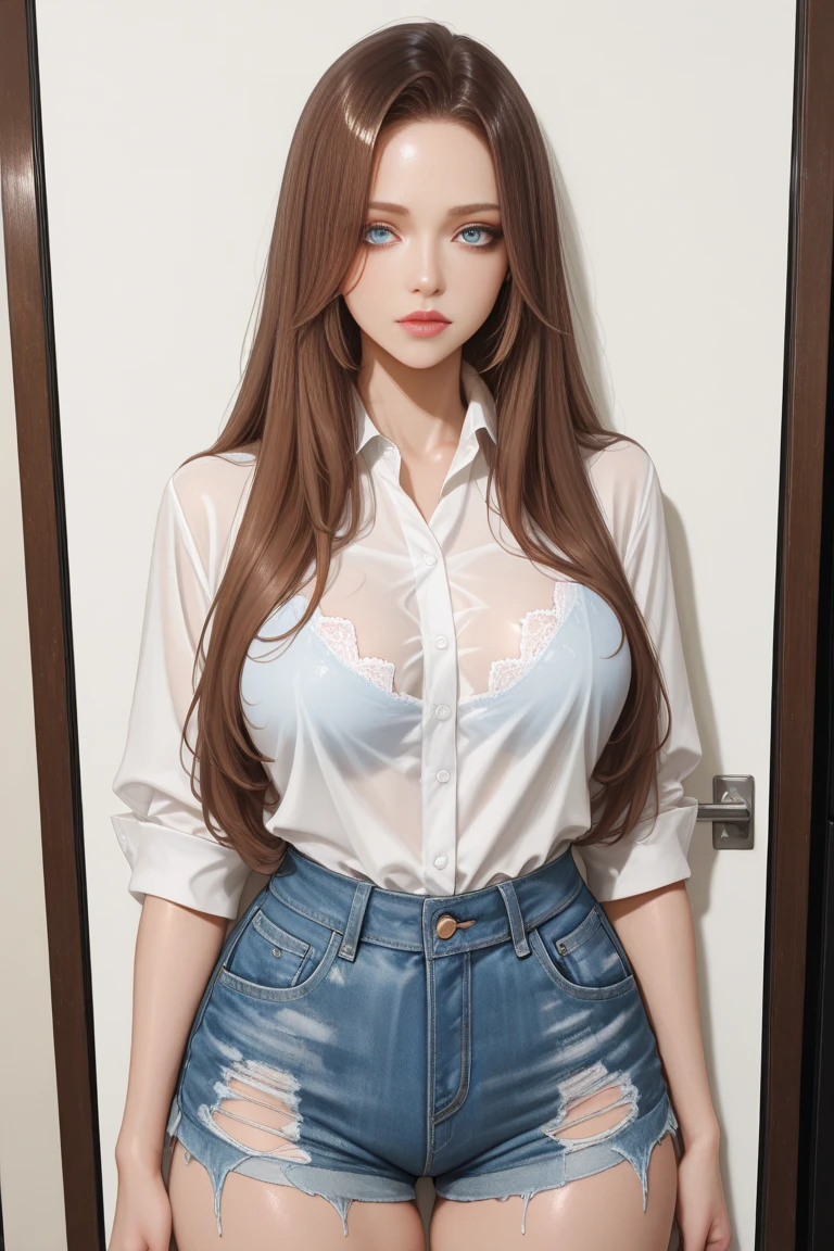 Enfermera con tetas perfectas y camisa transparente