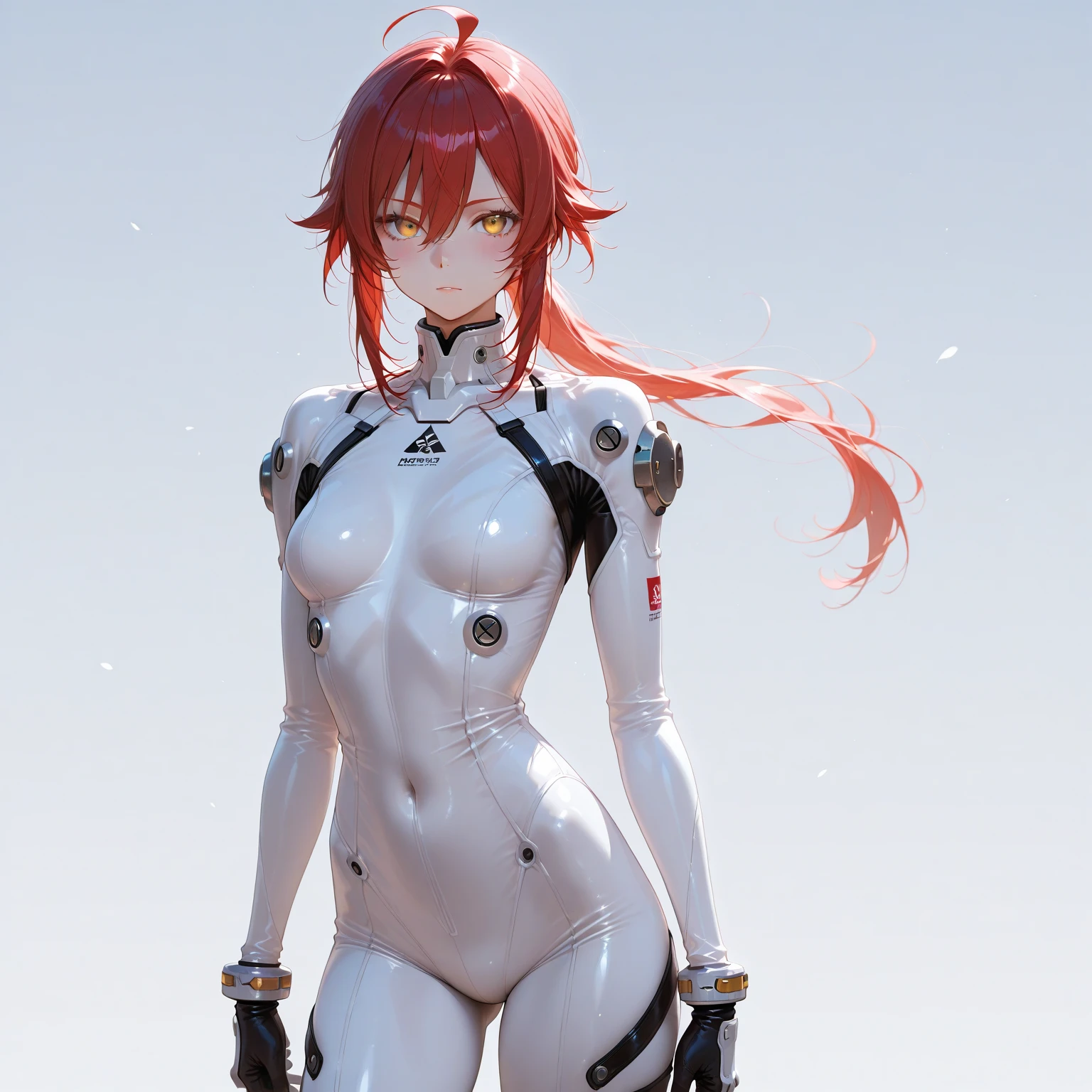 ((best quality)), ((Masterpiece)), (details:1.4), 3d, Image of a beautiful cyberpunk woman., HDR (high dynamic range), mature woman, Hips up, Curtain Bangs, Red hair, white eyes, battle suit, Light Red armor, PBR surface, After processing, Anisotropic filtration,depth of field, Maximum clarity and clarity, multi-layered surface, perfect proportions, 8K raw files, cyberpunk, at night, ผมหลายชั้น, กระโปรงสั้น, natural lighting, soft lighting, sunlight, หน้าอกใหญ่,