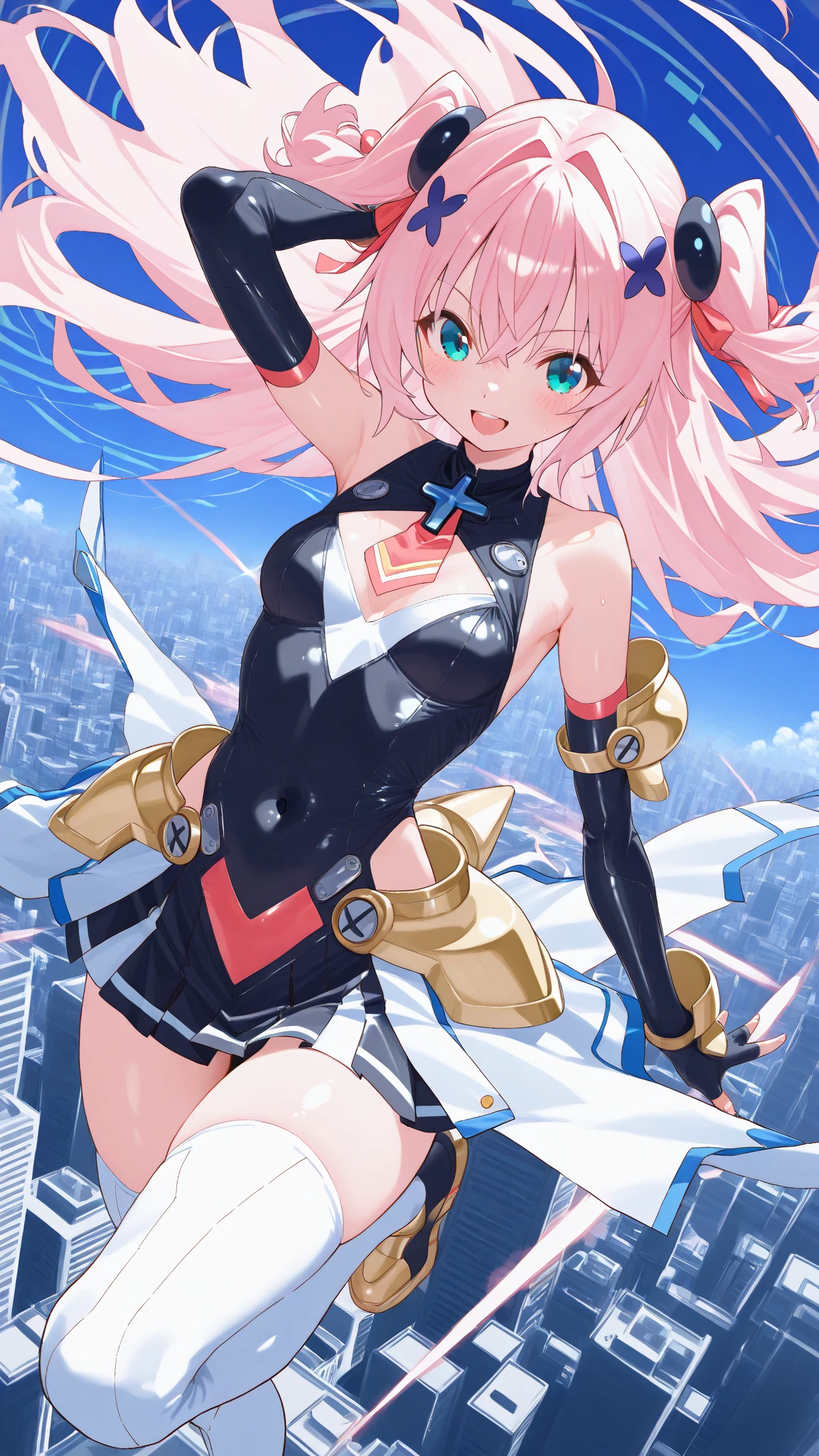 ((masterpiece))、((Top image quality))、((Top image quality))、((Illustration of one adult))、full bodyesbian、((25-years old))、((25-years old))、((The face is a woman、The body is a man))、((Twintails with pink hair))、Light gray eyes、((Long body))、((Muscular strong man's body))、((Muscular strong man's body))、((muscular chest plate))、abdominals、((muscular and thick arms))、((muscular and thick legs))、((manspreading))、opening legs、((White pilot suit))、((Inside the cockpit))、(The Universe on the Monitor、Earth seen from space、Spaceport)