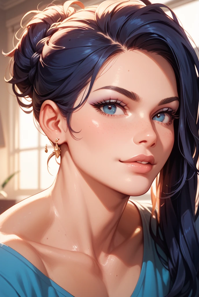 8k,master part, qualidade bset,Big, (1 girl), triss marigold, azul_olho, orange hair, cabelos longos, professional lighting, (pele brilhante: 1.2), grande brilhante, ((melhor qualidade)), sharp focus: 1.2, Textura altamente detalhada do rosto e da pele, olhos detalhados, rosto perfeito, corpo perfeito, blur art, CG, Background Story, seios grandes, Presence (20 anos, rosto maduro, fresco e bonito), wearing blue jean overalls, wearing overalls, corar, (Mittgal), randome pose, Top view, olho perfeito, cara de raiva, Estilo de Arte Artgerm