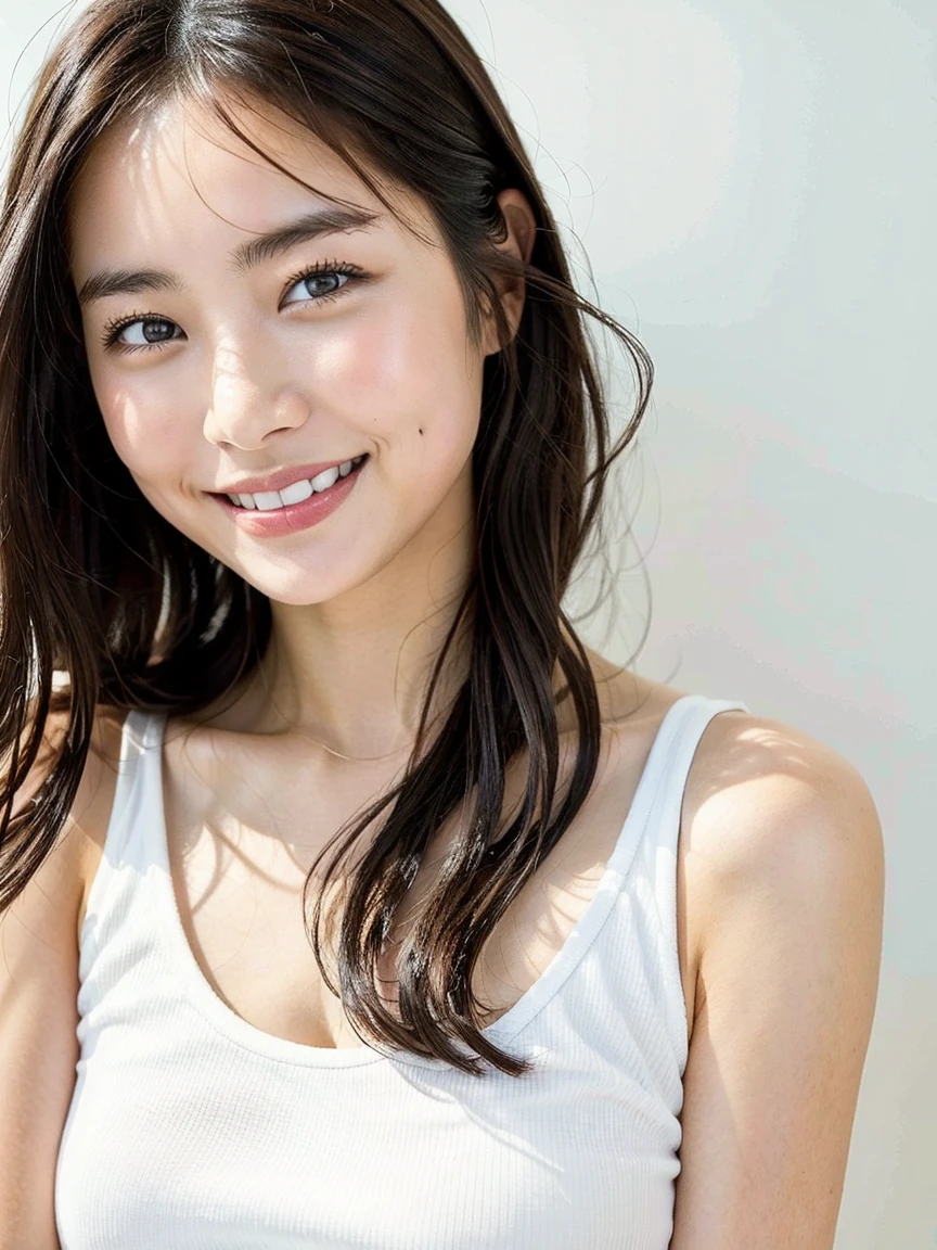((Highest quality)), ((masterpiece)), (detailed), One girl, Middle Hair,Dark Brown Hair,Long face,High nose,smile