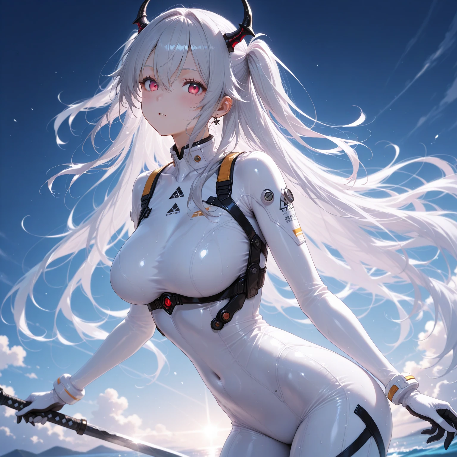 full body, High resolution, sight, smile, Shortcuts, bangs, Red eyes, Headpiece, Bangs between the eyes, head band, Horns of the beast, multiview, Decorative arts, masterpiece, Accurate, Anatomically correct, 最high quality, High resolution, Attention to detail, High resolutionモデル, high quality, Very detailed, Grey Hair, Silver Hair, Intersecting bangs, Hide your ears, Please open your mouth a little, teeth, Smile with teeth showing, Slanted Eyes, multiview, Setting diagram, Status Table, bonus, Character Design画, head band, Mole at the corner of the mouth, Feather Hair Accessories, Cast a Shadow, 8k octane, アニメ, アニメ風, Character Design, Brown Skin、Bone wings on the back、Chest exposure、Shoulder Bare、Mechanical Limbs、Exposure of the belly、Fluorescent orange lines on clothes