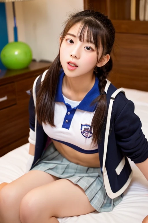 8K、High definition、Ultra Detail、Photorealistic、Realisticで正確な描写、Realisticで正確な人体構造、High resolution、Highest quality、Japanese beautiful girl、masterpiece,Highest quality,taller than , One girl, shirt, alone, Gym suit, Realistic, Navy blue bloomers,Beautiful Face,Face Focus, An innocent smile、Natural Makeup、Perfect Skin、Charm、Active、cute、Beautiful elementary school girl