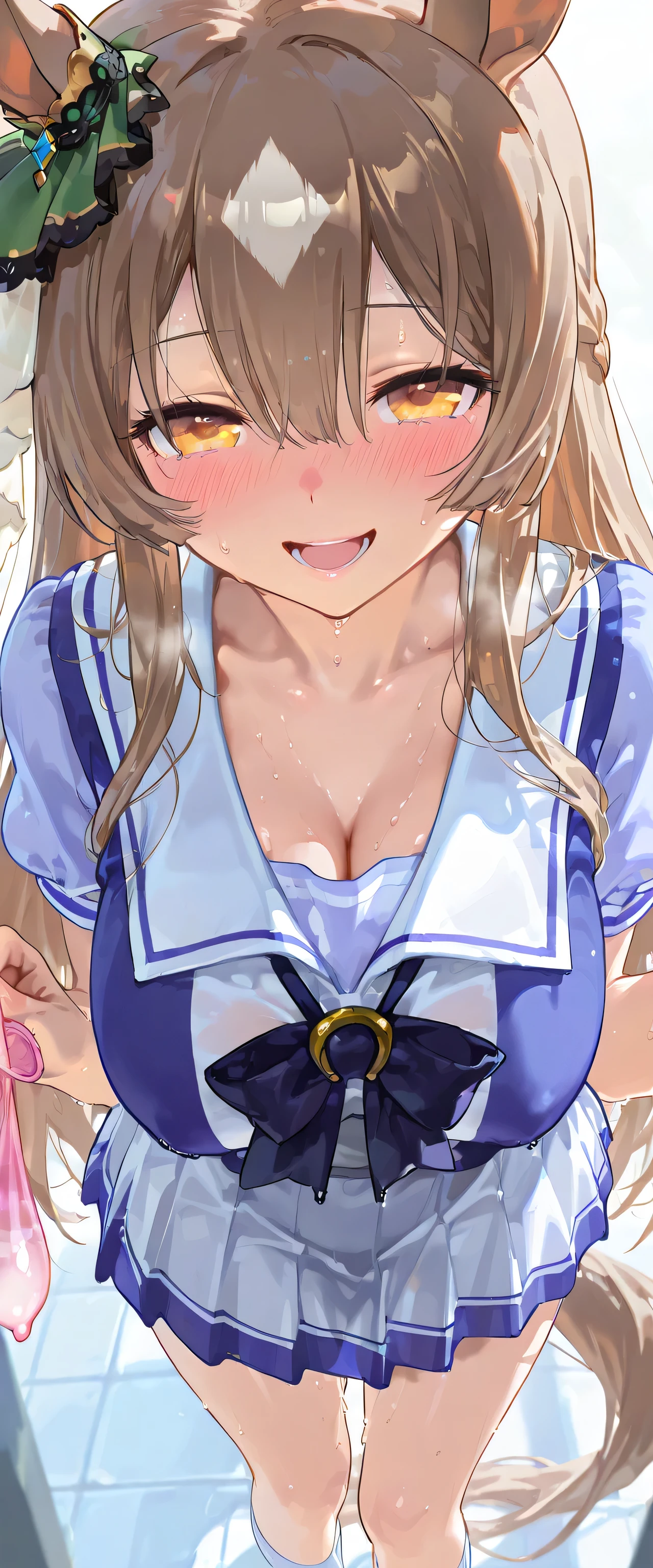 masterpiece, (detailed, highres, best quality), 1girl, micro mini skirt,uma musume,(((Satono diamond))),camisole, brown hair,Point-of-view shot, frustrated, Long shot ,Exposure,sitting on bed,spread legs,huge oppai,Nipples,huge breast, ((cum,sperm,semen)),(((cum on breast))),((ejaculation semen)),((ejaculation cum)),(((bukkake))),from below,,(((mmf Double Handjob))),((Handjob)),((tekoki)),touch the penis,(((hand to penis))), BREAK ,(((2 naked boys))),(((show off penises to her))),Exposure,erectile penis,       BREAK        ,bed room background,(penises around her),