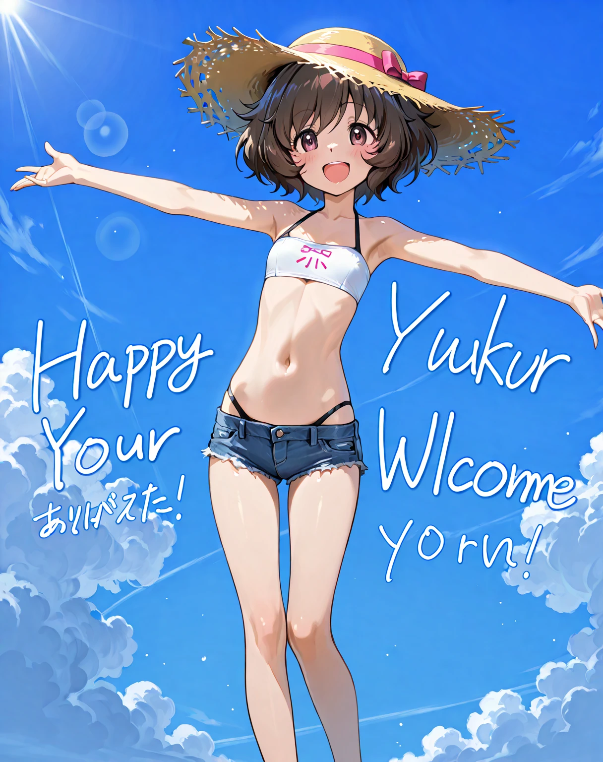 (masterpiece:2.0), (highest quality:2.0), (swimming naked on the beach:1.5), (extremely small see-through thong microbikini:1.5), (super sexy pose:1.5), (look up from below:1.5), (perfectly exposed shoulders:1.5), (perfectly exposed nape:1.5), (blushing face:1.5), (cover your chest with your hands:1.5), (spilling boobs:1.5), (realistic:1.5), 1 very cute girl, precise small hands, You look embarrassed when you look at me, light smile, innocent face, young face, clear eyes, shining eyes, small breasts, side boob is visible, shoulder is visible, cleavage of the breast is visible, no pubic hair, dynamic posing, beautiful skins, ultra-definition, Top resolution, Japanese high school student, pink hair