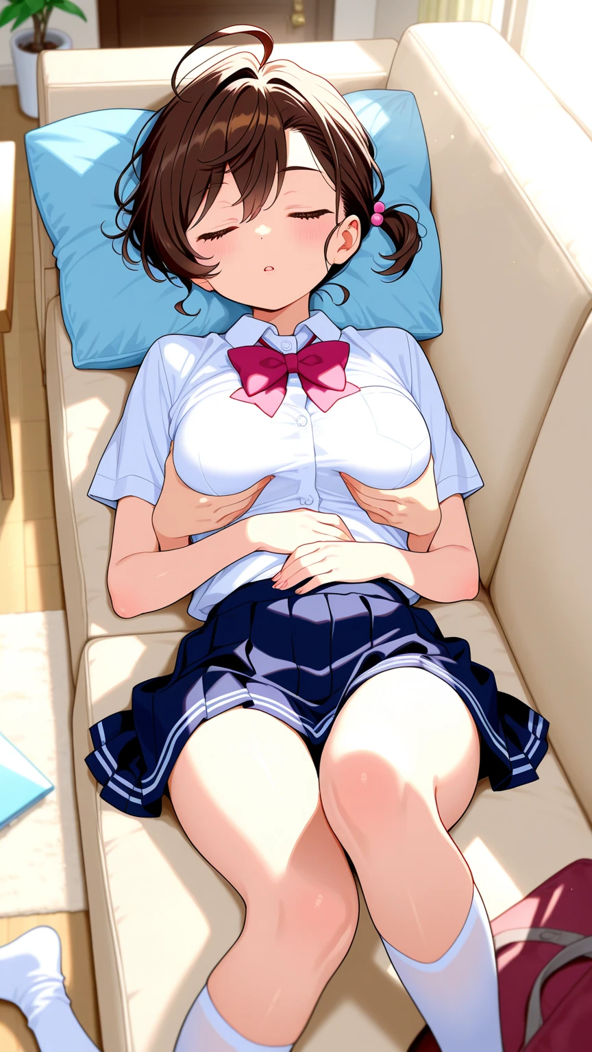 (perfect hands),(1 girl), brown bob hair,Little,messy hair, ,(orgasm face),, masterpiece, highest quality, ultra high resolution, 8K, professional lighting, photon mapping, ,(on the bed),(bedroom),low saturation,Front view, full length, realistic background, shallow depth of field, perfect anatomy,,((cute:1.4)),(10 years old:1.8)、((school uniform:1.5)),nude,,close your eyes, orgasm face, blush, arched back, (vagina penis), (male), (maleの上にまたがって座る), (girl on top), , (rodeo), hetero,下の白い肌のmale, (激しいsex:1.7), (cum out:1.2), NSFW, small breasts, (Sweat:1.2), ((sex:1.4)), ((pens:1.5)),((maleの足:1.4)),((moving line:1.4)),(nipple:1.5),(orgasm face:1.8),, (throw:1.5),((女の子とmale:1.8)),(close-up:1.5)