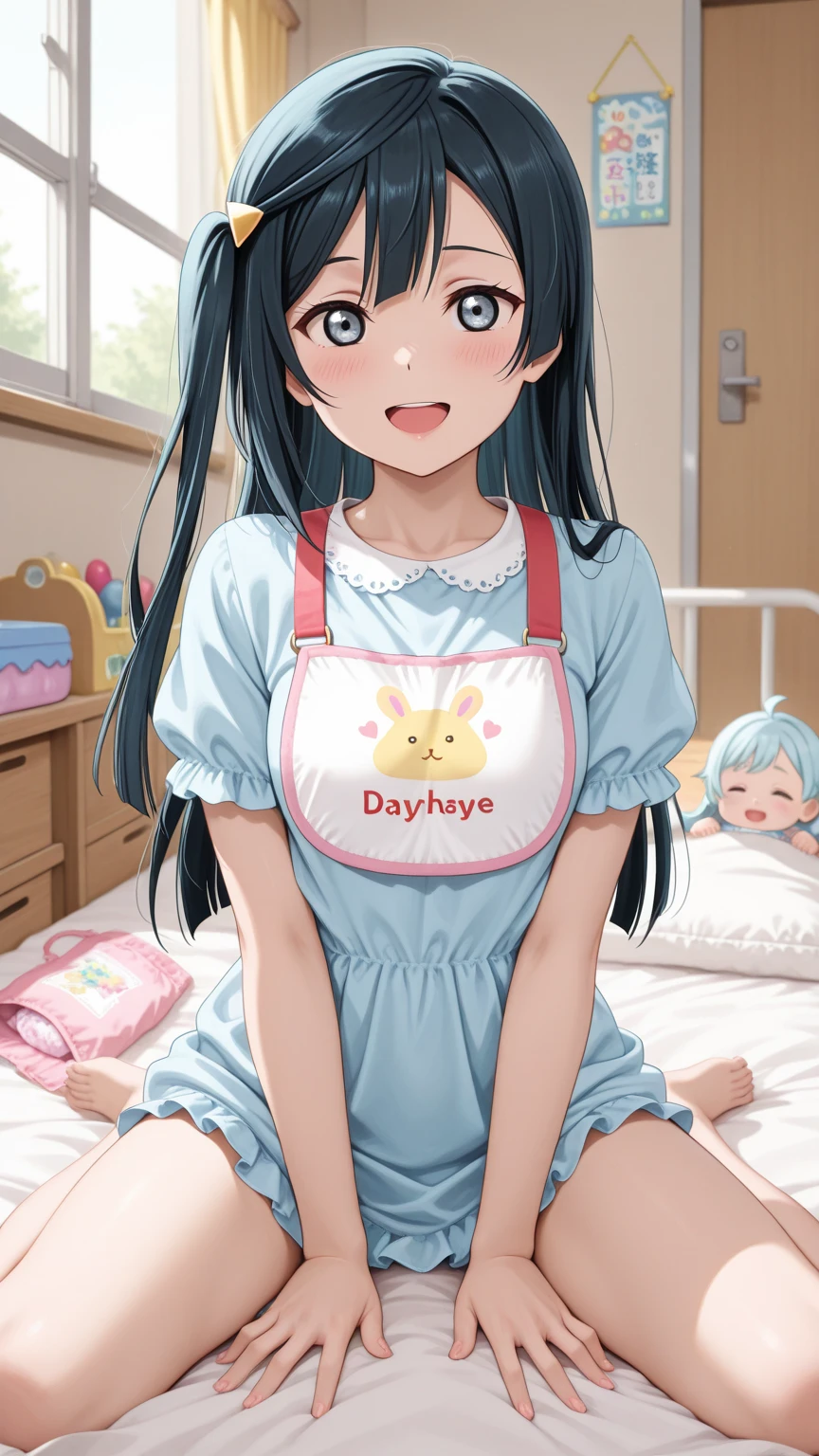 The girl was pregnant and expelled eggs from her genitals with a red facial expression