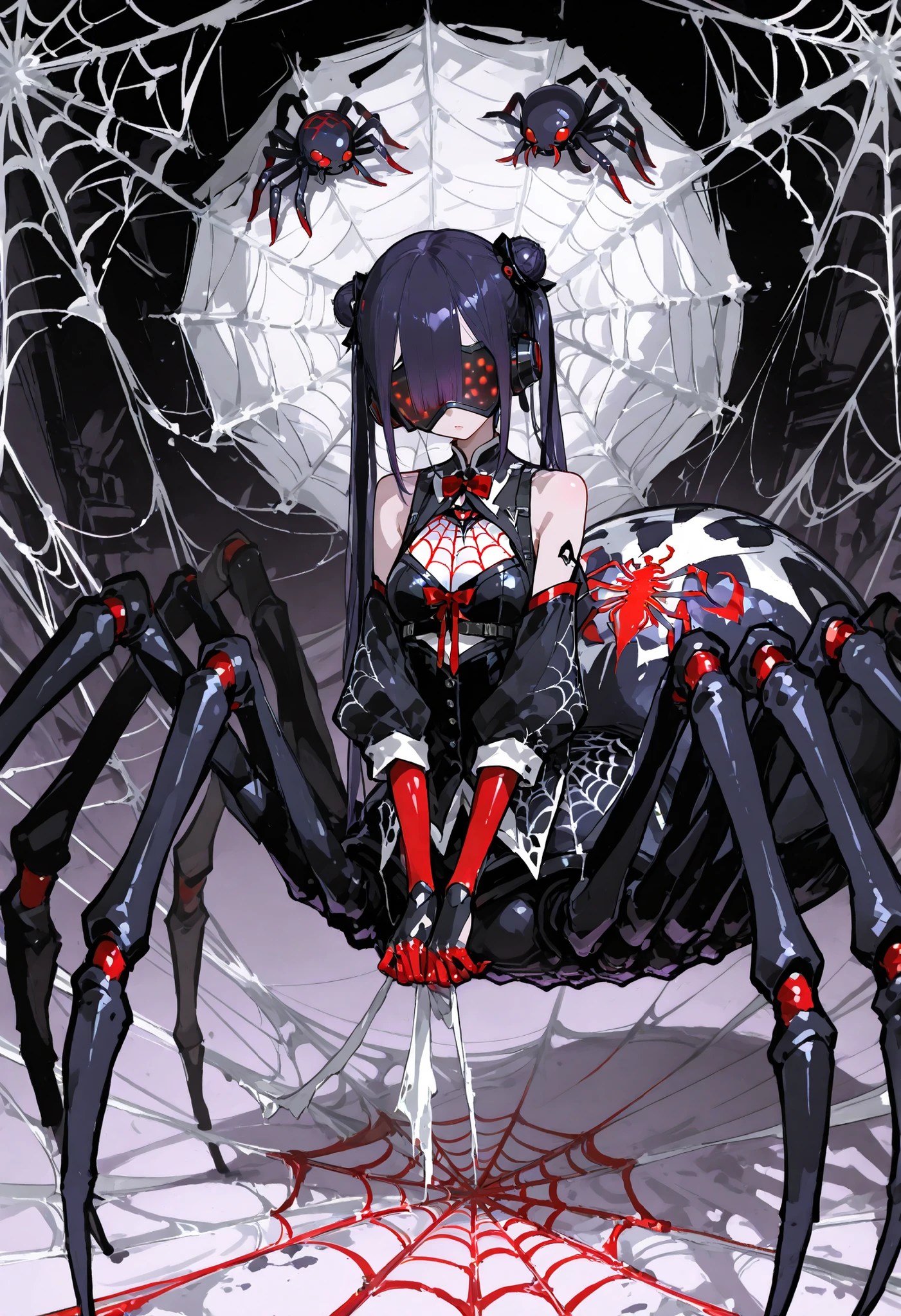 cyber object.Spiderweb、Arachne、
Taur、Spider Body、1Girl、