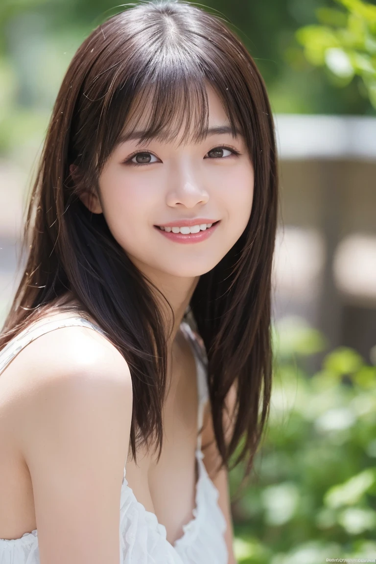 Best-quality, Masterpiece, Ultra-High-Resolution, (Photorealistic:1.4), Raw-Photo, (Photorealistic:1.4), Raw-Photo, 1girl, 30-years-old, the most popular Japanese actress, portrait, wearing sexy clothes, looking at viewer, grinning, extremely beautiful face, extremely beautiful big black solid circle eyes, extremely beautiful black hair, extremely beautiful wet lips, extremely beautiful white skins, detailed sexy clothes