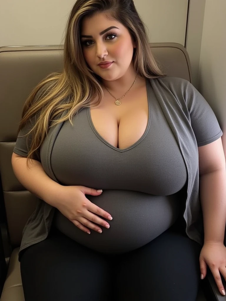 (RAW Photos:1.2), (Realistic:1.4),Beautiful detailed woman,Very detailed,High resolution, Very detailed,highest quality,Awareness-raising,Unified,8k wallpaper,masterpiece,highest quality,1 female,alone,rich,(A little chubby:0.8),thick legs,alone,(((((woman all nude)))))、(I have a RIMOWA aluminum suitcase.:1.4）,jewelry, necklace ,short hair,A kind smile,A dignified atmosphere,black eye,Realistic, (Morning Airport:1.2),(Stand upright：1.4）,(go to work:1.4)、flight attendant,  (A pregnant girl with a big belly),