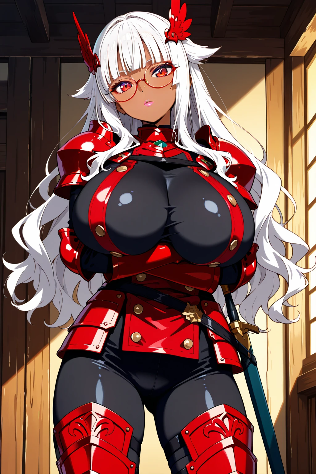 , (1girl), extremely detailed, d, perfect face, upper body, HDR, hellsing, integra, integra hellsing, standing, breast focus, breasts, large breasts, bare breasts, naked, nude, boob window, sexy, wide hips, thicc figure, Detailed blue eyes, Detailed face, Detailed eyes, perfect face, perfect eyes, red corset