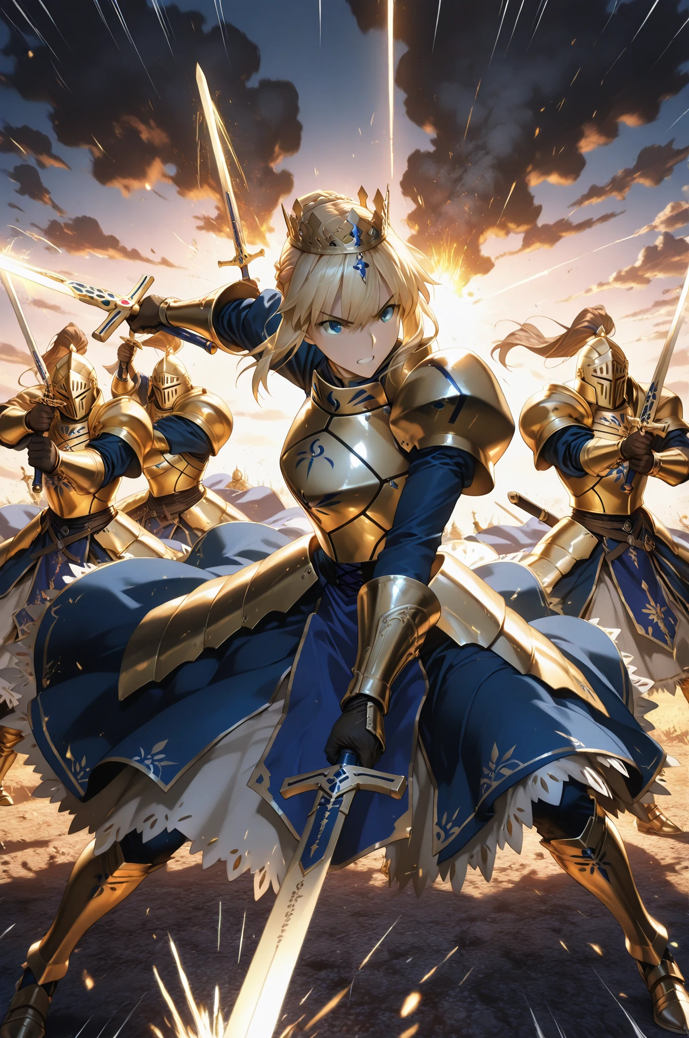 Artoria Lancer, Mulher Madura, elegante, cabelo loiro, olhos verdes, Curvilíneo, coroa, Ombro nu, tronco, Resolução 4k, alta qualidade, Hyperresolution，accuracy，Detailed rendering，（Subtle facial image）（Image of fine hair）（topquality）（Masterpieces of masters）（High degree of completeness）（A sense of atmosphere）tmasterpiece，Super detailed and super detailed（portrait), long blonde hair, (((twin braids)))(((ANKLE LENGTH HAIR))) (((Sakimichan))) (((blonde)))((Armor)) ((Halberd))) (((warrior)))(((TWIN HAIR BRAIDS)))