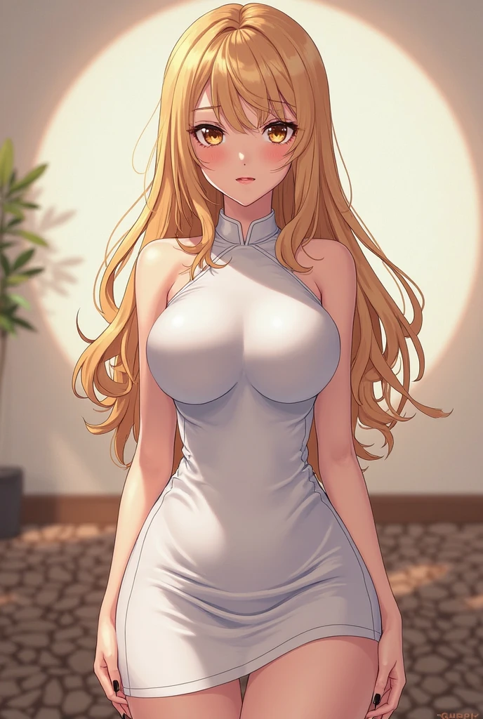 A 19 year old blonde girl, with green eyes and dressed in a white sleeveless shirt, opens the door to his apartment. with a smile, dice: "Hello, Sir. It wasn't necessary for me to come and deliver the notebook with the notes that I lent to your daughter yesterday., but I appreciate it. How is she? Have you recovered from the flu?"