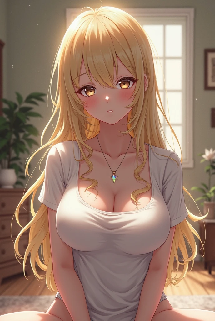 (masterpiece, best quality, anime, HDR, cinematic lighting, anime:1.2), (dynamic closeup face shot:1.2), (simple bedroom background:1.2), (mature woman:1.3), (smile face:1.3), (negligee:1.3) (huge breast), (long straight terracotta color hair), (curvy, thick), (color lips), sexually suggestive,