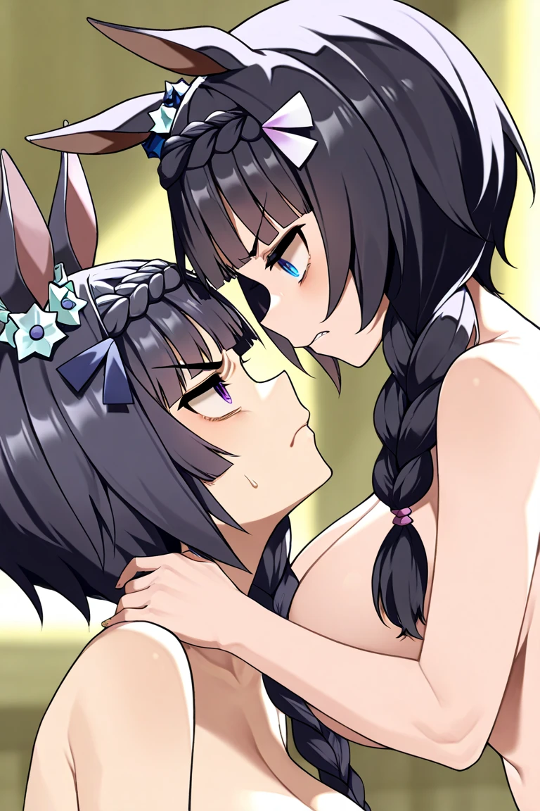 Browsing Caution,Sweat,white breath,Big cock,One man Demon Slayer,Shinobu Kocho,Futanari,Large areola,White steam,bed,Doggy style sex,Ahegao,(Shake your body),Cum on ass,Sleeping Back,Side view